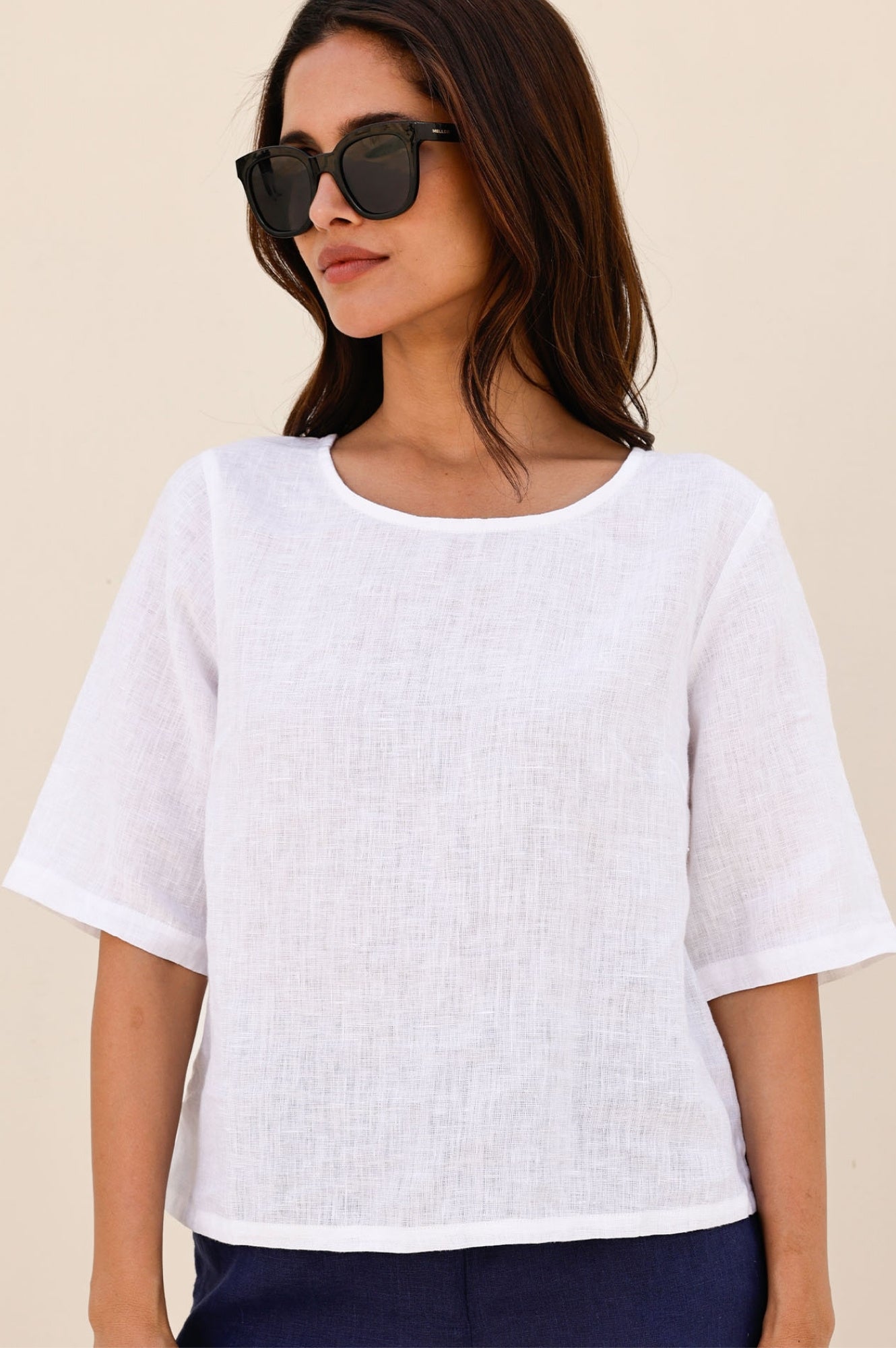 Linen Shell Top for Women - Breathable White Summer Blouse | Perfect for Beach, Office & Casual Outfits