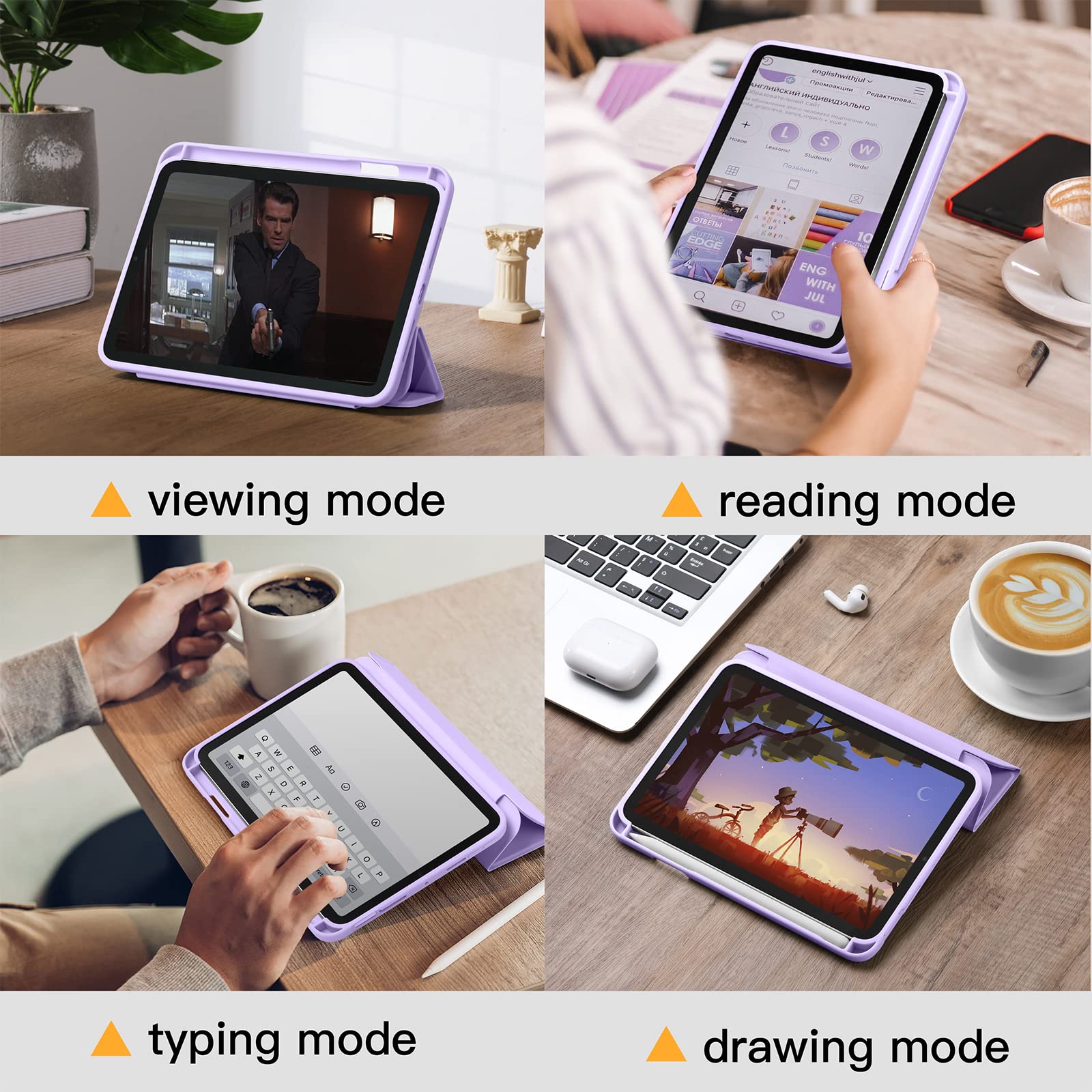 Mastten iPad Mini 7 Case with Pencil Holder - Slim Hybrid Clear Protective Cover for iPad Mini 7th/6th Generation (2024/2021) 8.3 Inch - Auto Wake/Sleep, Lavender - Perfect for Kids, Students & Professionals On-The-Go