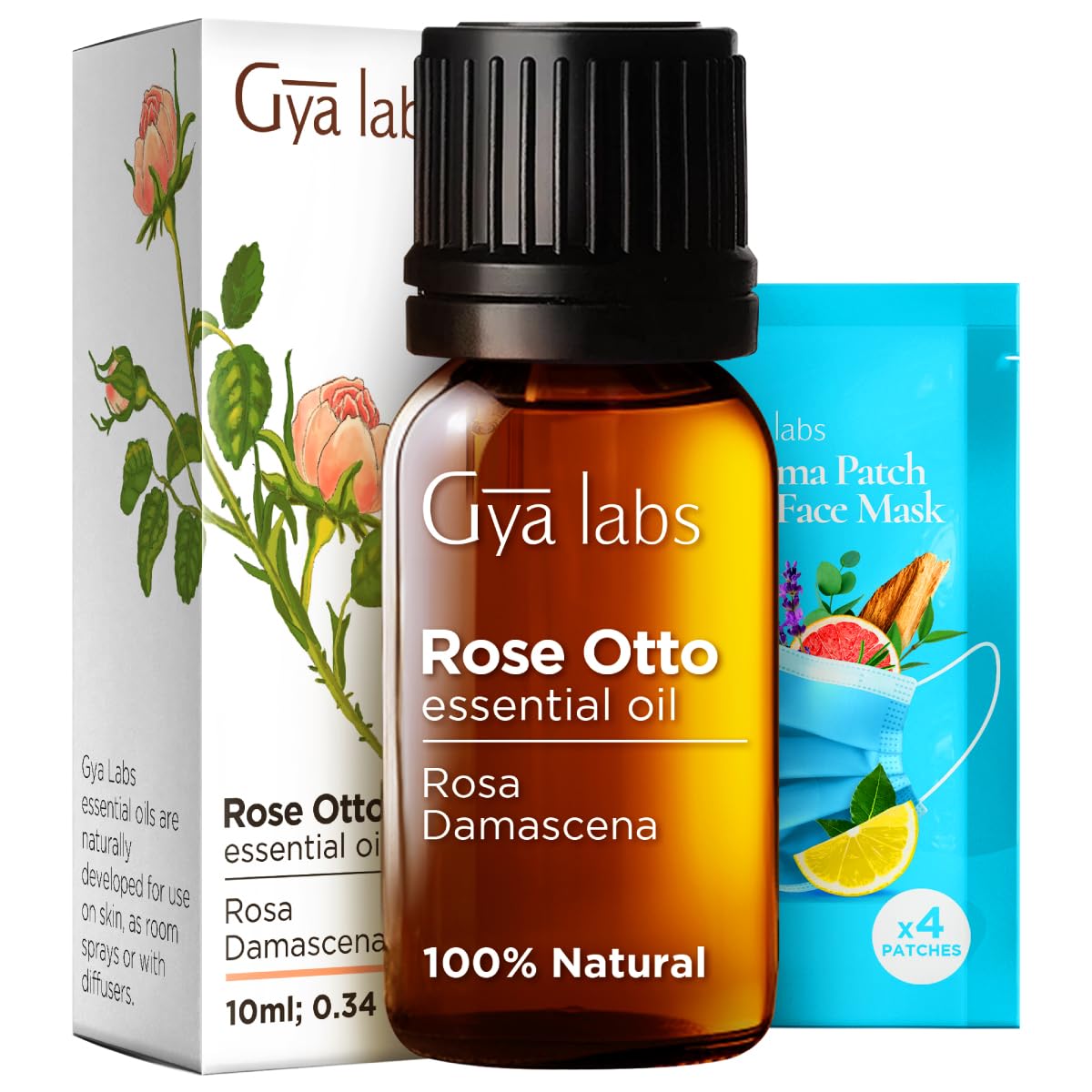 Gya Labs 100% Pure Natural Rose Essential Oil - 0.34 Fl Oz for Skin Care, Hair Treatment, Aromatherapy Diffuser, Perfume & Candle Making - Perfect for Relaxation, Spa Days & Home Fragrance