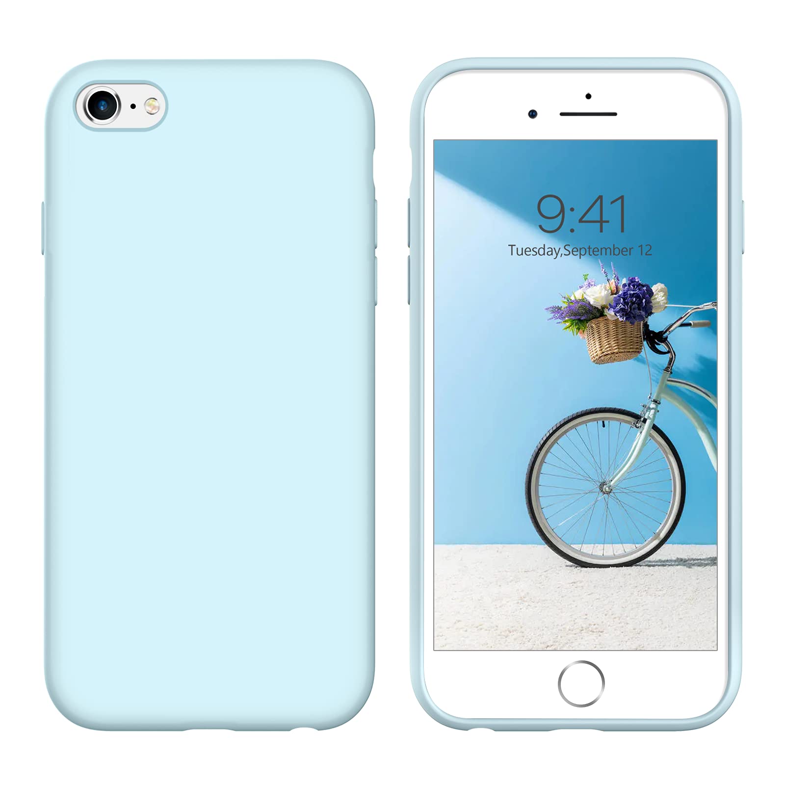 Premium Slim Liquid Silicone Case for iPhone 6S Plus/6 Plus (5.5 Inch) - Shockproof Soft Gel Rubber Protective Cover for Women, Fog Blue | Cute Design, Perfect for Daily Use, Work & Travel Protection