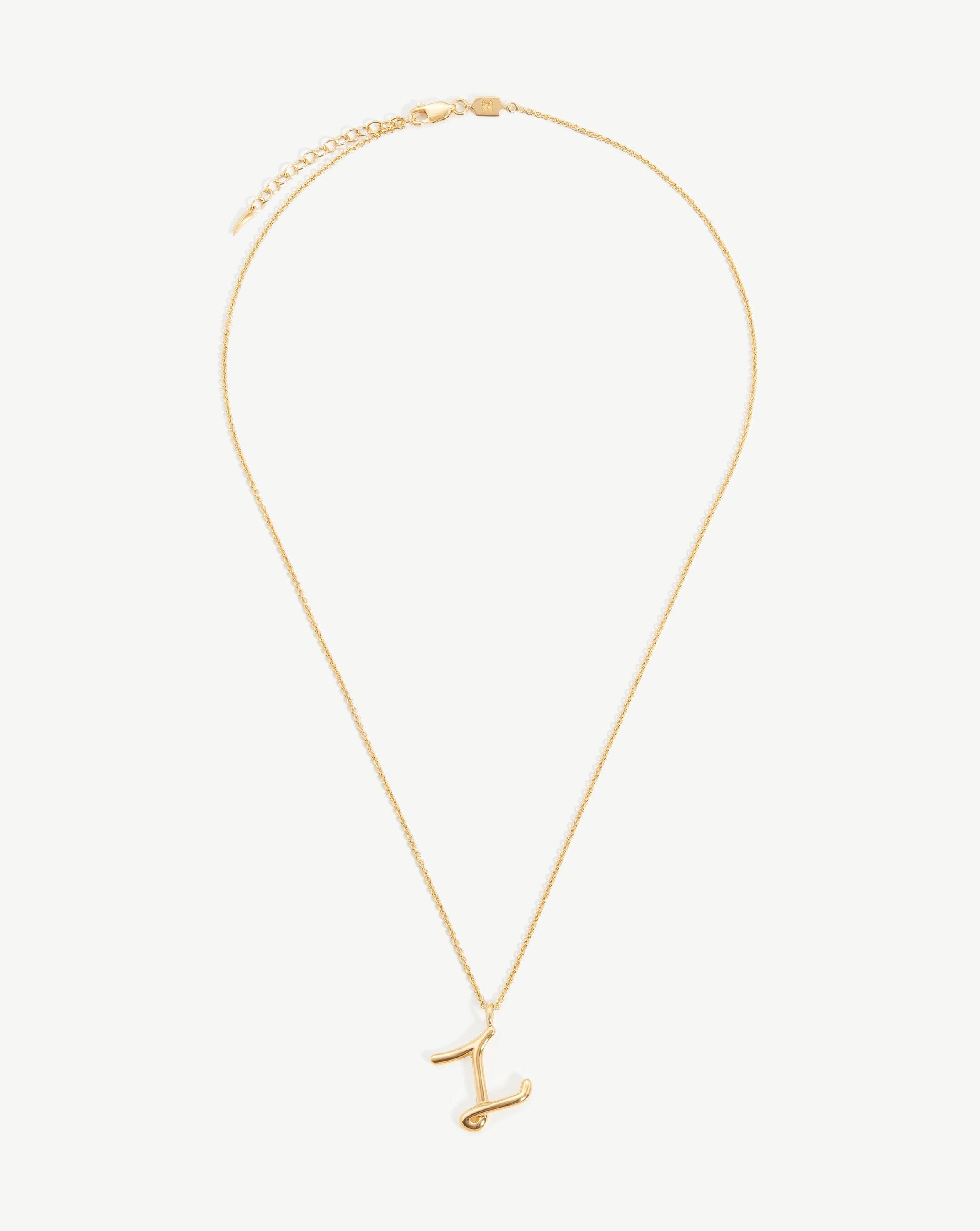 Personalized Curly Molten Initial Pendant Necklace - 18k Gold Vermeil Monogram Jewelry for Women | Perfect Gift for Birthday, Anniversary & Valentine's Day