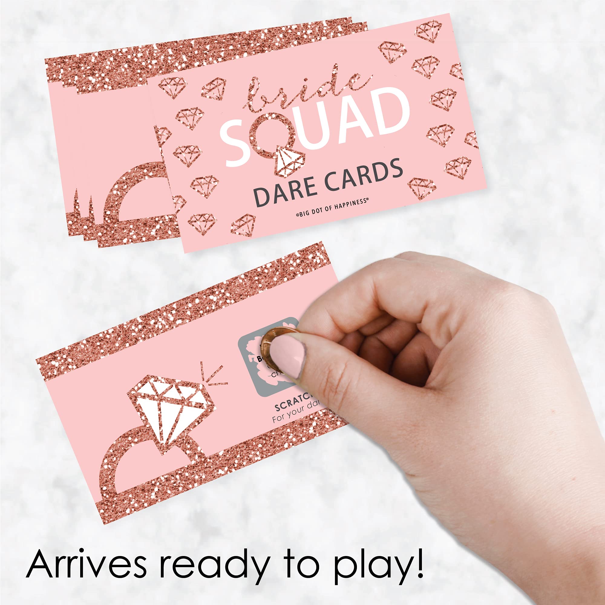 Rose Gold Bridal Shower Scratch Off Cards - 22 Count Bachelorette Party Game for Bride Squad by Big Dot of Happiness | Fun Wedding Party Activities & Girls Night Out