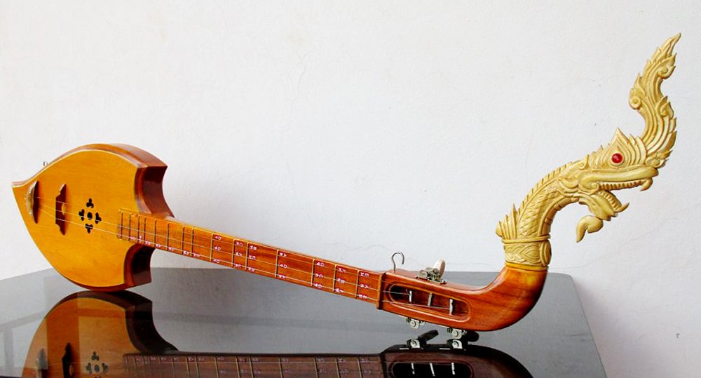 Isarn Acoustic Phin 3-String Thai Guitar | Traditional Lao Musical Instrument | Handcrafted Wooden Pin 01 | Perfect for Folk Music Performances & Cultural Events