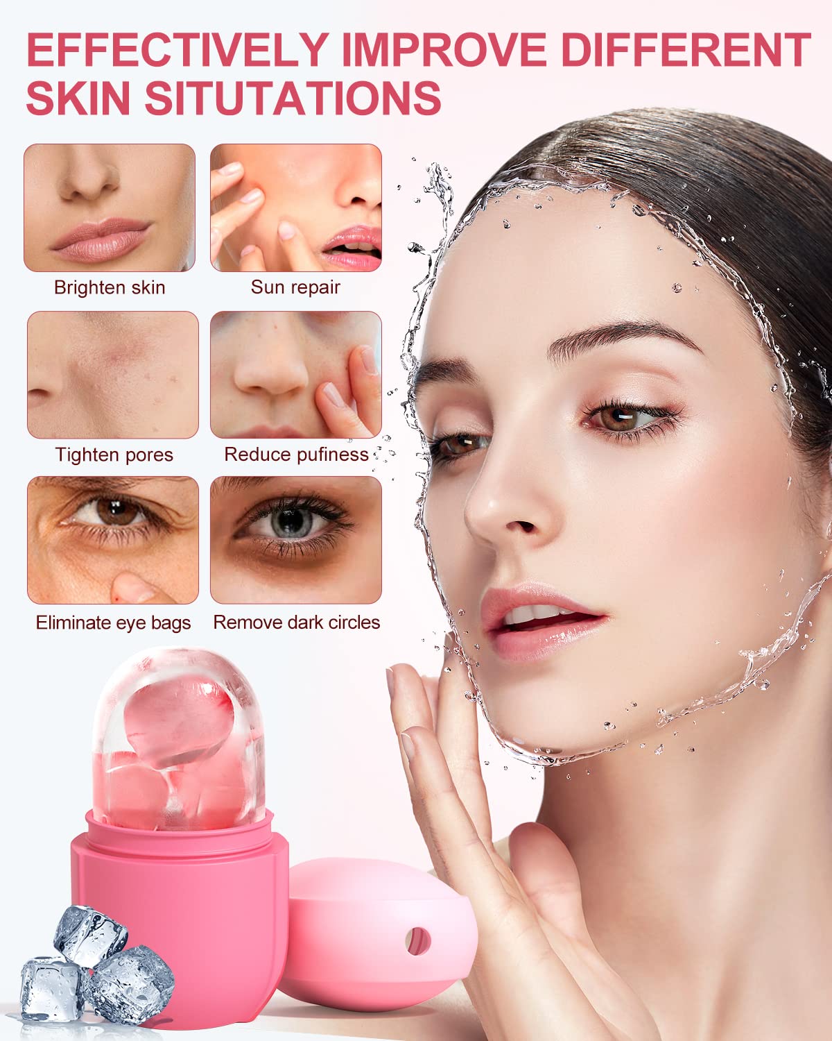 Ice Roller for Face & Eye - Cooling Facial Massager for Puffiness Relief, Brightening Skin & Shrinking Pores - Beauty Tool to Reduce Fine Lines & Dark Circles - Perfect for Morning Routine & Post-Workout Skin Care