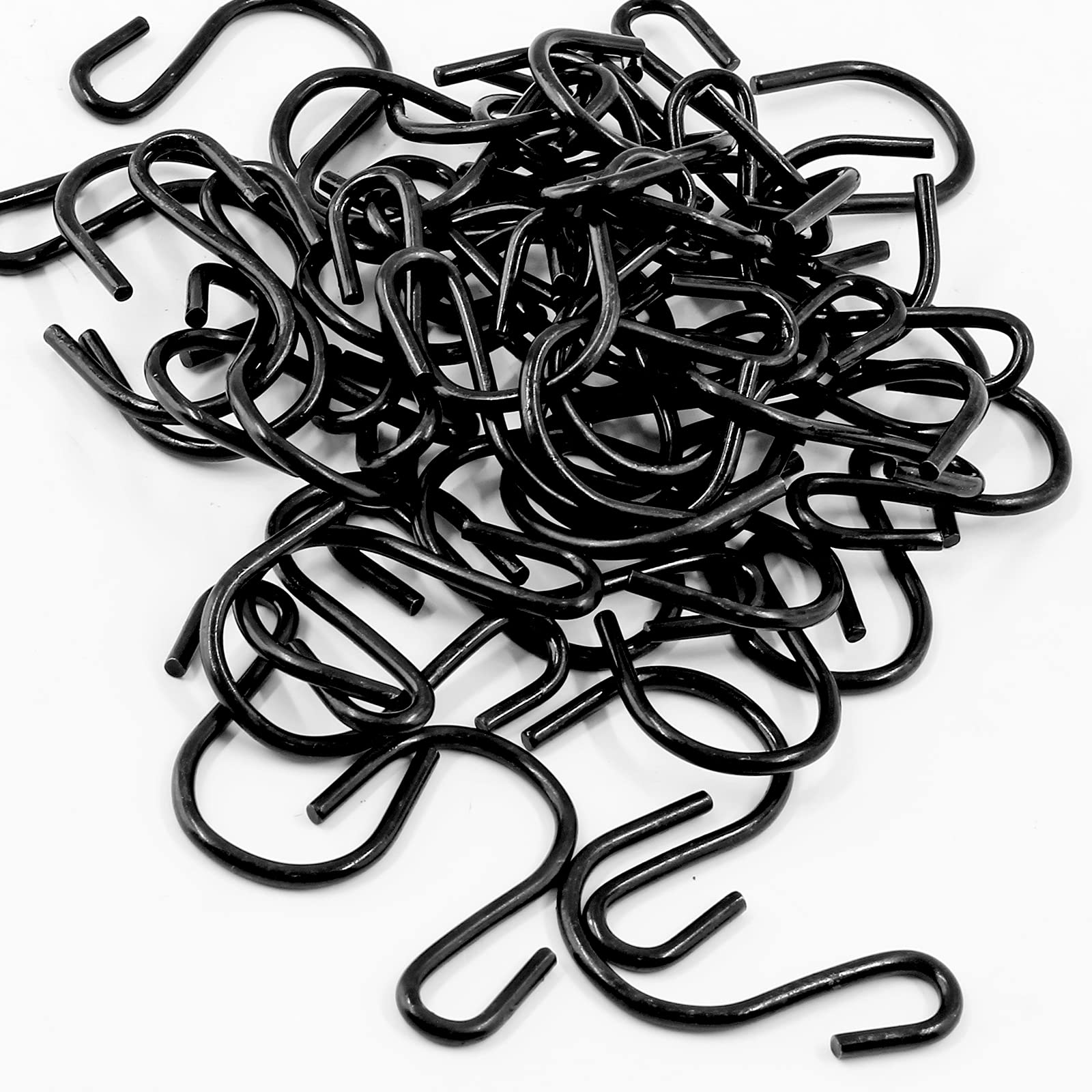 50PCS Black S-Shaped Hooks - 1.25