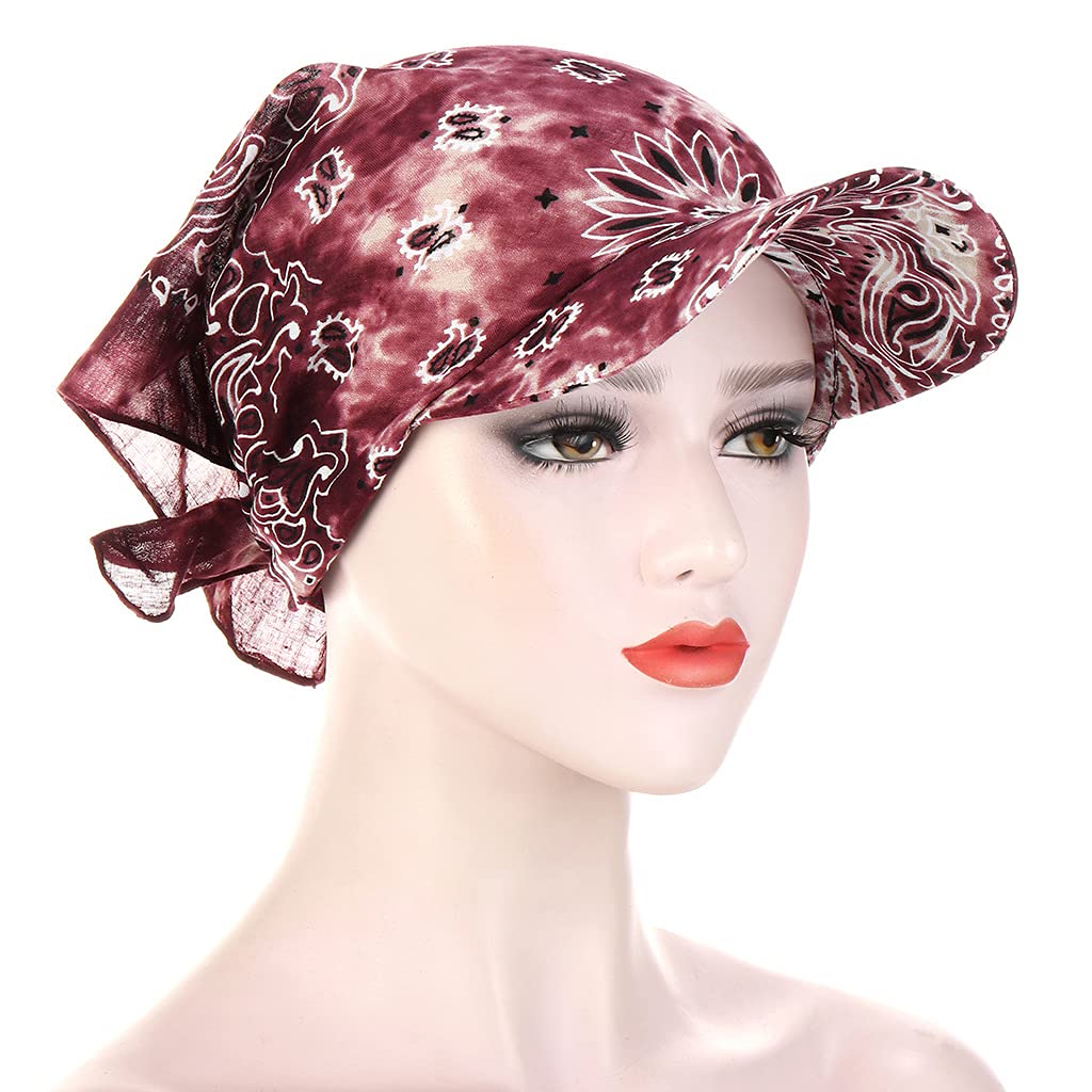 Tie Dye Bandana Head Scarves for Women - Boho Turban Head Wraps, Tied Headbands & UV Protection Sun Visor Hat - Perfect for Summer, Beach, Music Festivals & Outdoor Activities