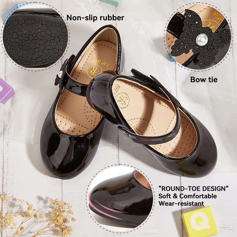 **K KIP WOK Toddler Girl Mary Jane Dress Shoes with Glitter & Floral Design – Perfect for Ballet, Weddings & Special Occasions**
