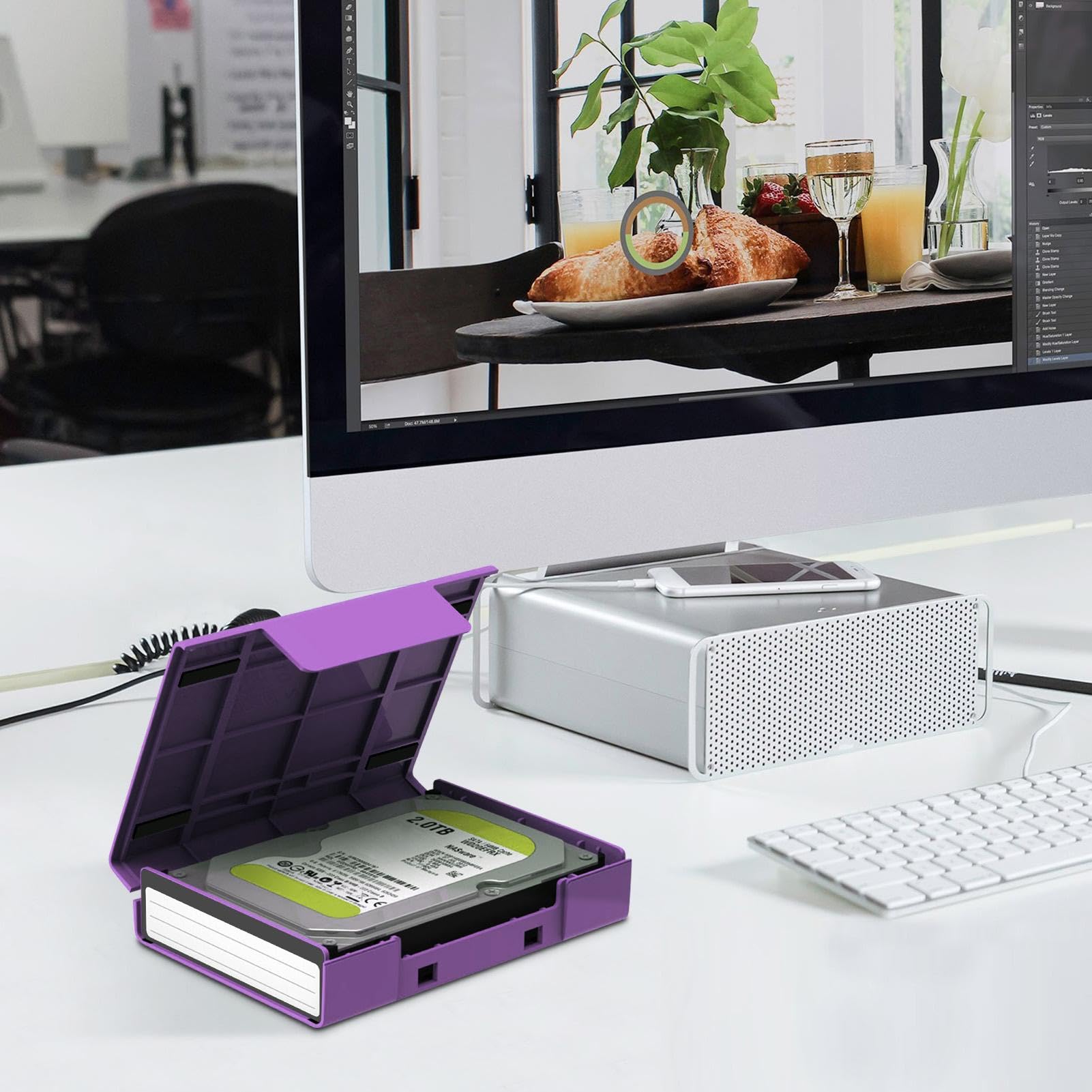 Portable Hard Drive Enclosure - USB 3.0 HDD Case with Stand for 2.5/3.5 Inch HDD/SSD | Protective Storage Solution for Motherboard, Video Card & RAM | Ideal for Data Backup, PC Upgrades & Electronics Protection