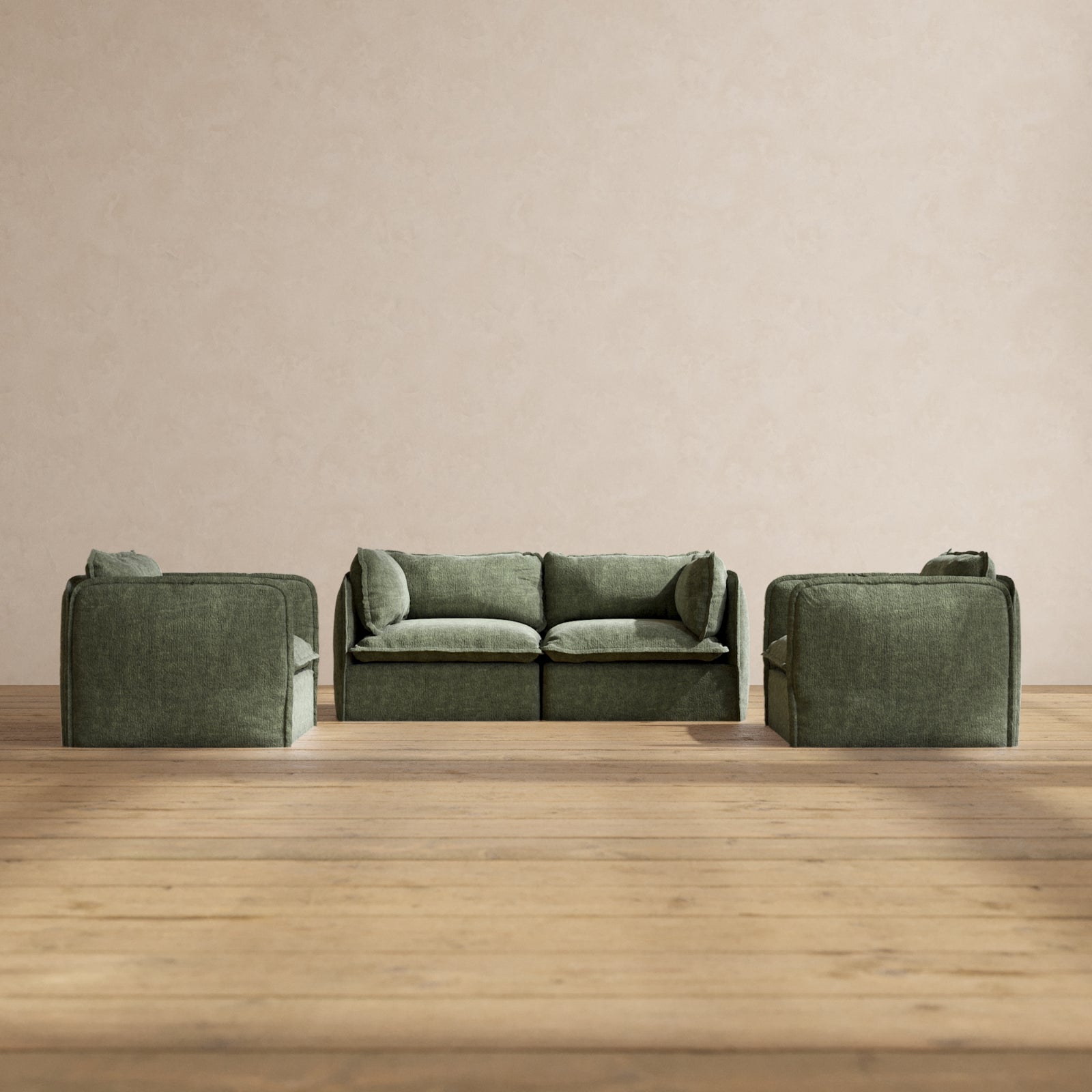 Modular Performance 2 Seater Sofa with Armchair Set in Willow Fabric - Premium Blend for Living Room & Lounge | Comfortable Modern Sectional for Small Spaces & Apartments