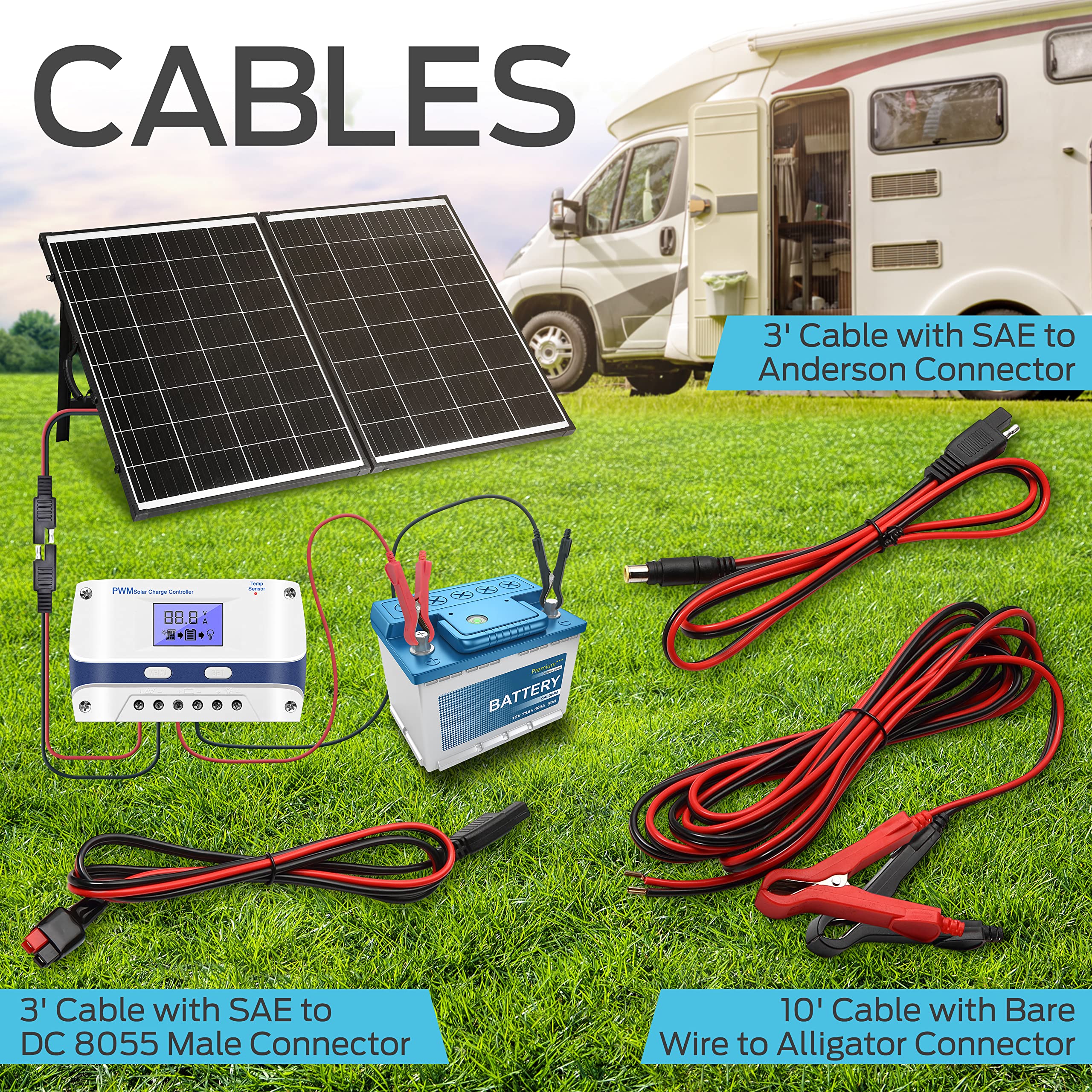Serenelife 200W Foldable Monocrystalline Solar Panel Kit with 20A PWM Controller - Portable Solar Charger for Camping, RV, Boating & Emergency Power Supply