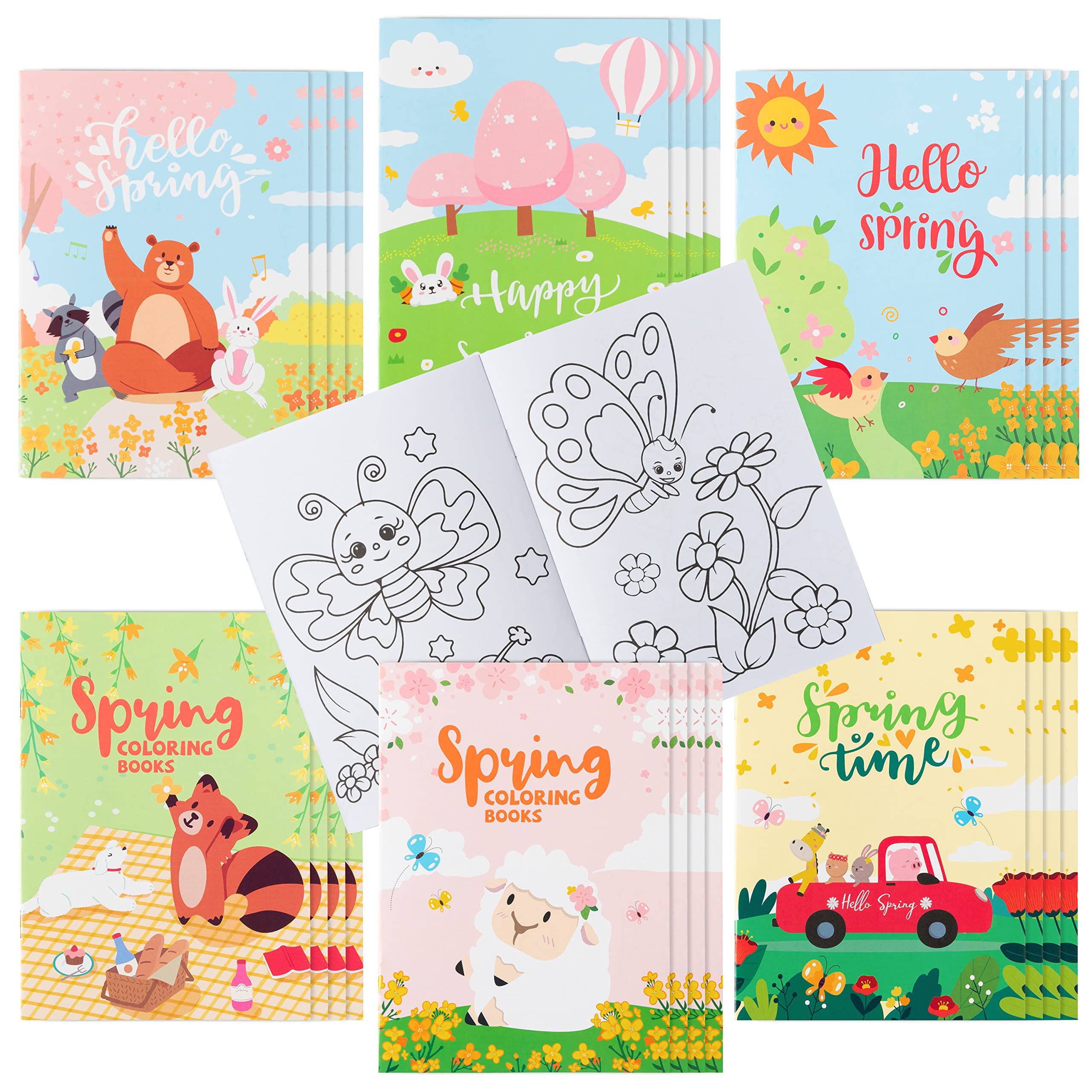 24pcs Spring Coloring Books for Kids - Bulk DIY Floral Safari Painting Activity Books, Classroom Birthday Party Favors & Homeschool Art Supplies | Perfect for Easter Gifts, Rainy Day Activities & Creative Learning