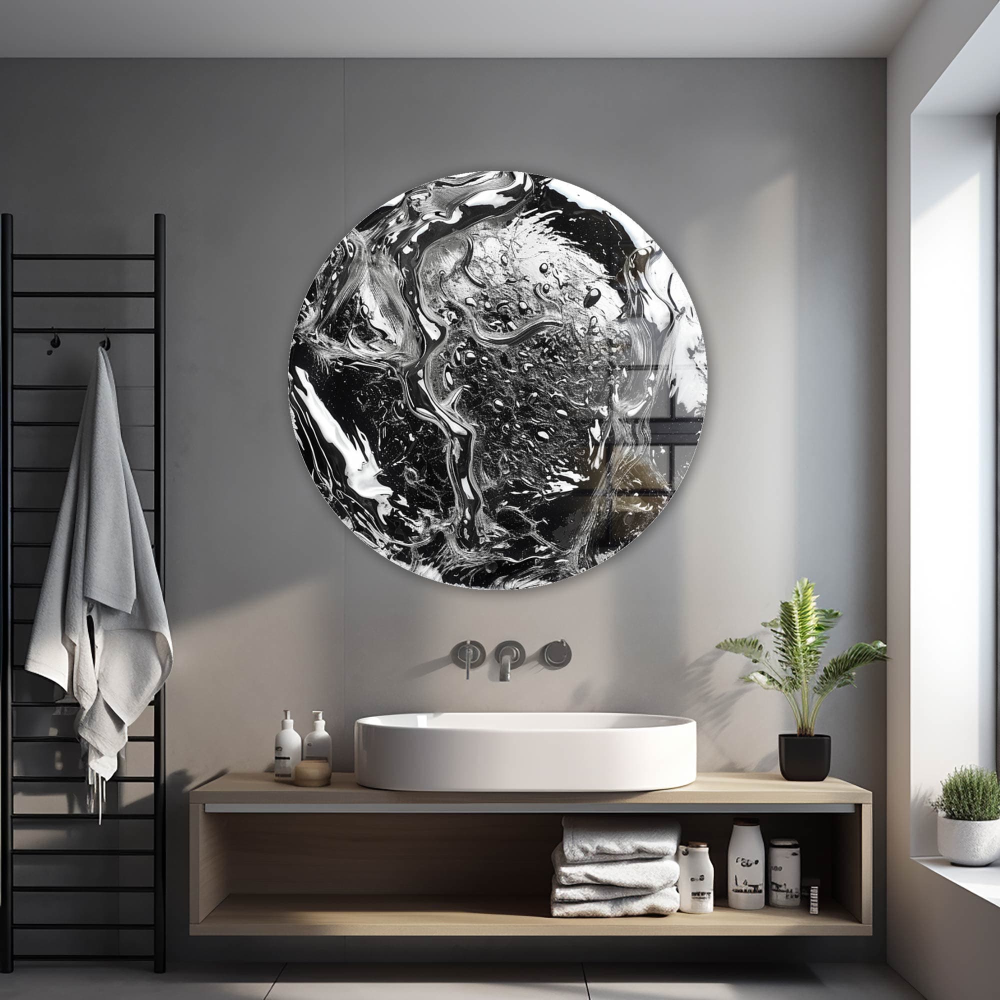 Abstract Pb 82 Rounded Glass Wall Art - Modern Home Decor for Living Room, Bedroom & Office - Elegant Glass Wall Sculpture for Contemporary Interior Design