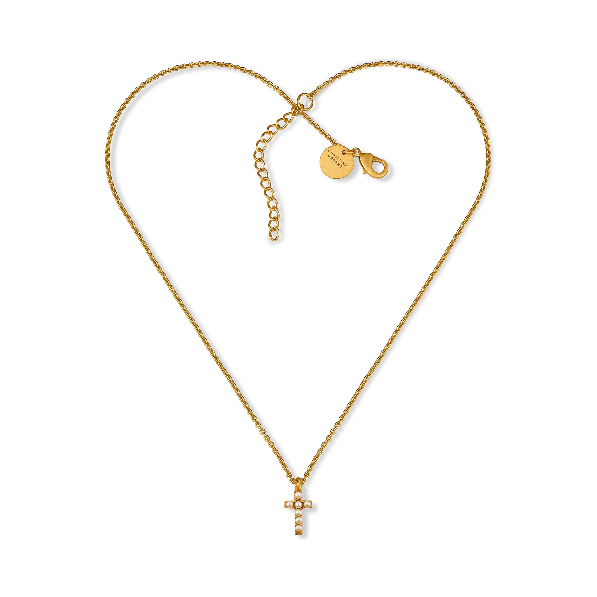 Elegant Dainty Pearl Cross Necklace for Women - Minimalist Religious Jewelry Gift for Baptism, First Communion & Everyday Wear