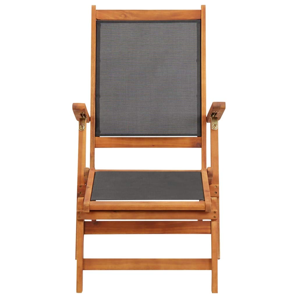Premium Acacia Wood Outdoor Chaise Lounge - Textilene Sun Lounger for Poolside, Beach, Garden, Balcony & Patio | Weather-Resistant Relaxation Chair for Sunbathing & Lounging
