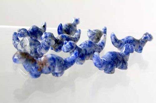 Dinosaur 2 Carved Sodalite Diplodocus Beads for Jewelry Making - Handmade DIY Beading Supplies for Necklaces, Bracelets & Earrings - Perfect for Crafters and Gift Giving