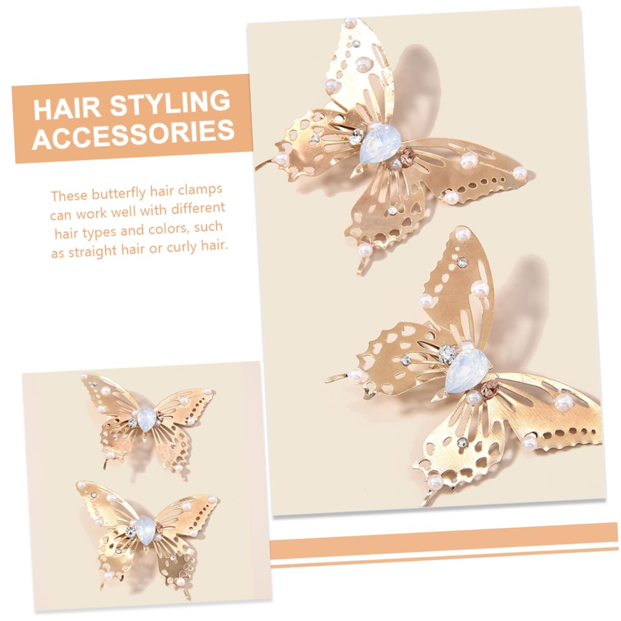 Mikinona 2-Pack Butterfly Hair Clips for Women & Girls - Small Decorative Barrettes, Alloy Fairy Hairpins for Everyday Wear, Parties & Weddings