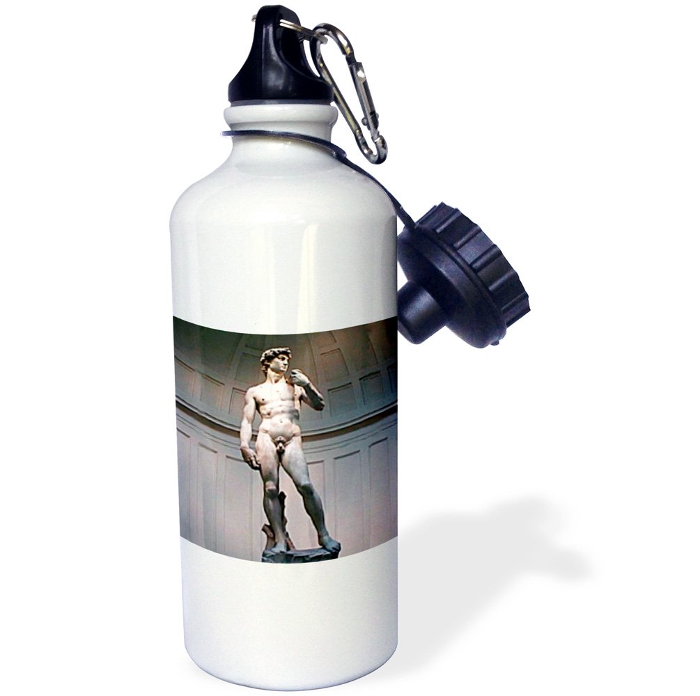 3D Rose Michelangelo's David Statue Sports Water Bottle - 21 oz White Insulated Water Bottle for Gym, Hiking & Outdoor Activities