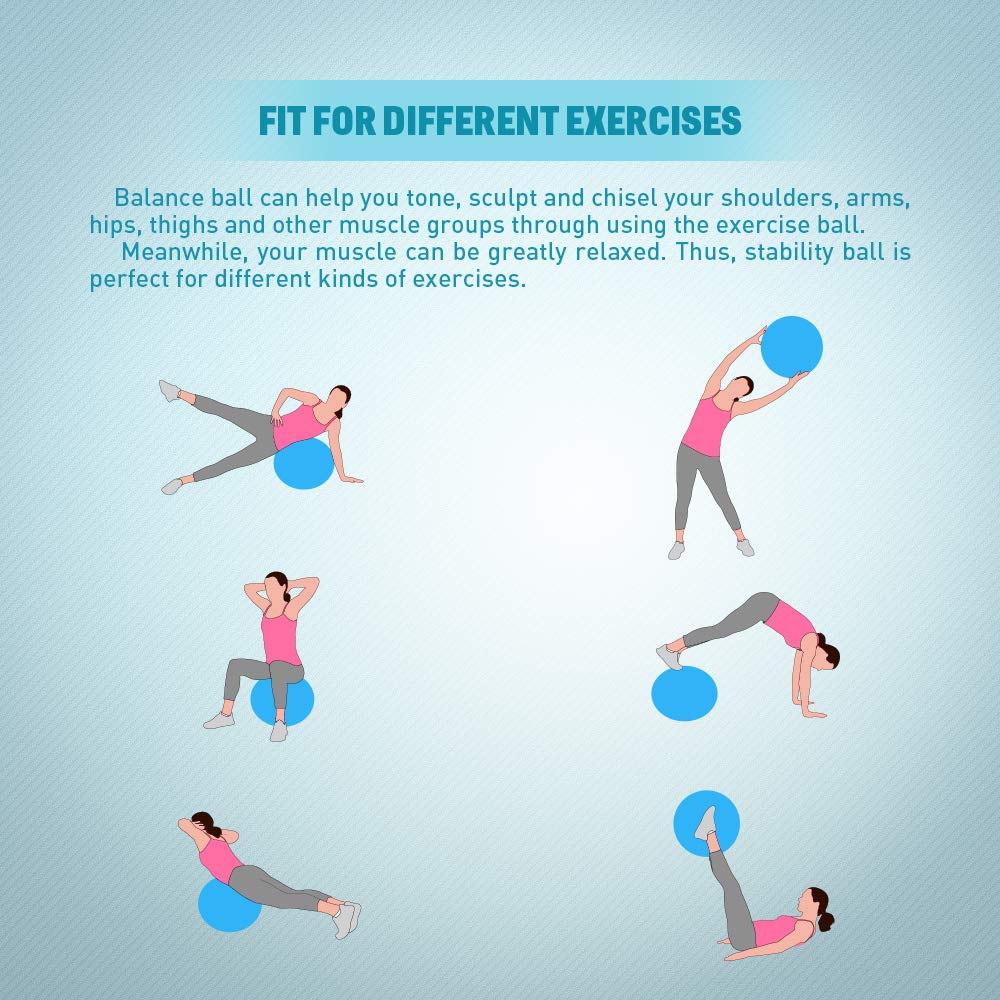 Forbidden Road Yoga Ball - Exercise Ball for Stability, Fitness, Workout & Physical Therapy with Pump - Perfect for Home Gym, Office Chair & Pregnancy Workouts