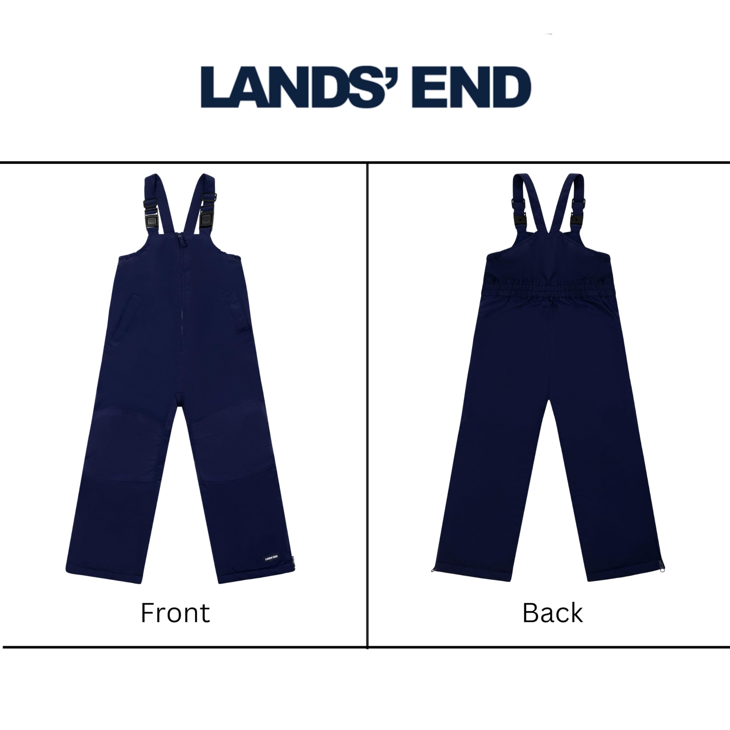 Lands' End Kids Squall Waterproof Snow Bib Pants with Reinforced Knees - Winter Outdoor Play, Skiing, Snowboarding & Cold Weather Activities