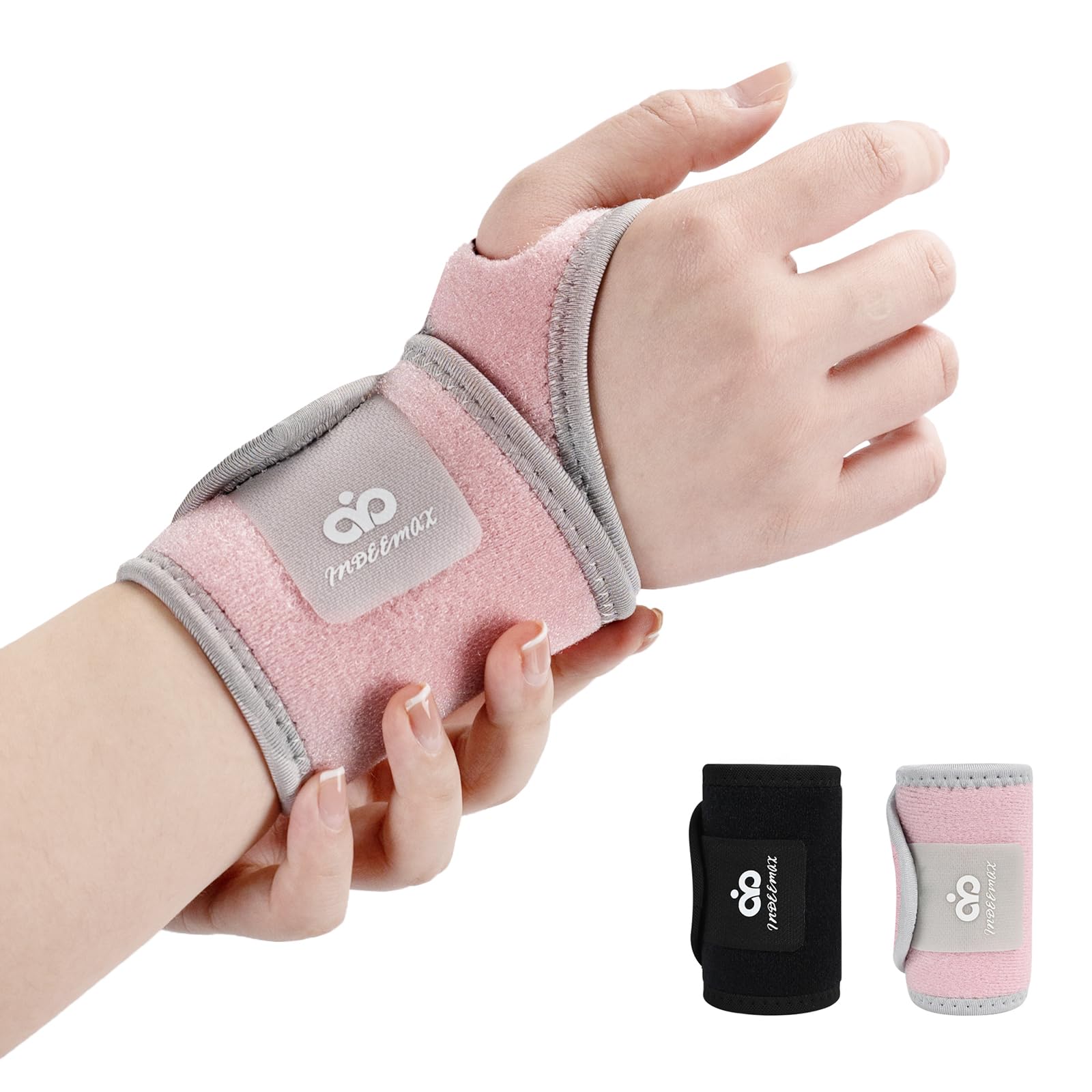 INDEEMAX 1 Pack Copper Wrist Brace for Men & Women - Adjustable Compression Wrist Support for Carpal Tunnel, Arthritis Pain Relief - Left & Right Hand - Ideal for Typing, Gaming & Sports Activities