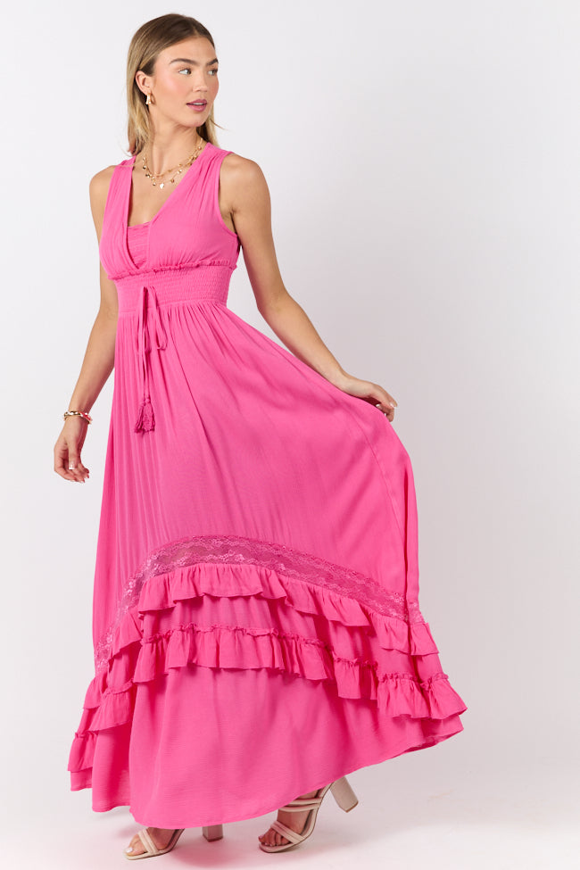 Lucky To Have You Pink Sleeveless Maxi Dress - Women's Flowy Summer Beach Dress for Vacation, Date Night & Special Occasions