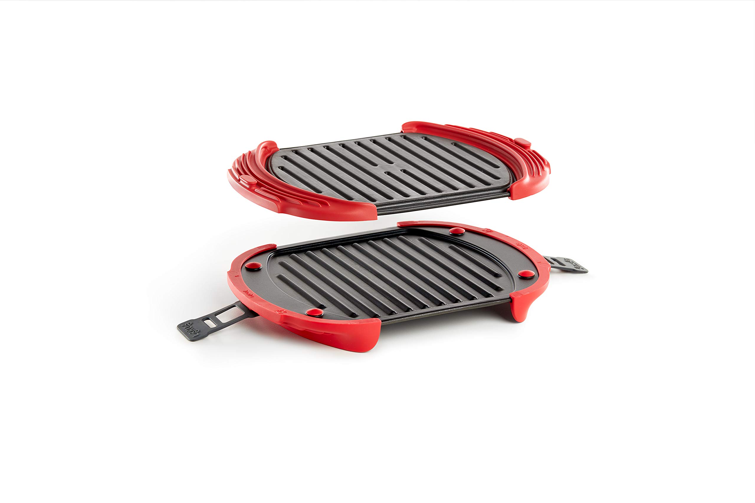 Lekue XL Microwave Grill and Sandwich Maker - Red Panini Press for Quick & Easy Meals - Perfect for Breakfast, Lunch, and Snacks at Home or Office