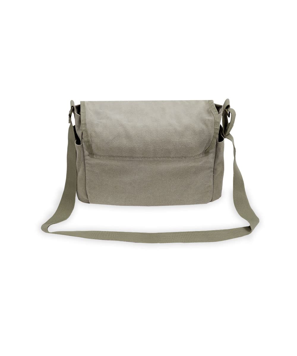 Everest Canvas Messenger Bag for Men & Women - Durable Olive Green Crossbody Laptop Bag - Perfect for Travel, Work & Daily Commute