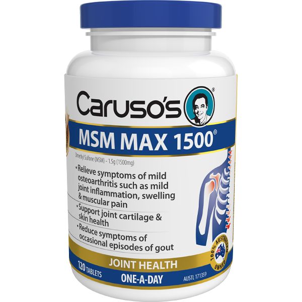 Caruso's MSM Max 1500mg Supplement for Joint Support & Pain Relief - Supports Mobility, Recovery & Healthy Connective Tissues - Ideal for Athletes, Seniors & Active Lifestyles