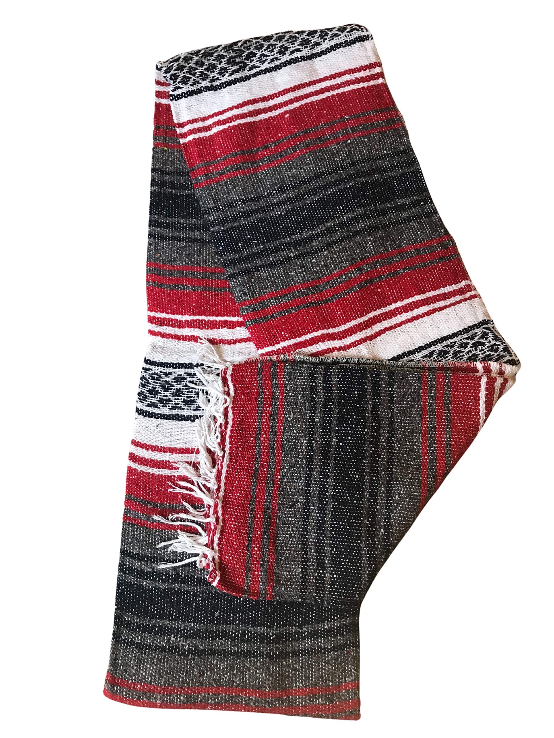 Authentic Mexican Baja Blanket - Soft Falsa Yoga, Beach, Camping & Picnic Blanket - Versatile Throw for Car, Home & Outdoor Use (Red) | Perfect for Beach Days, Camping Trips & Cozy Home Decor