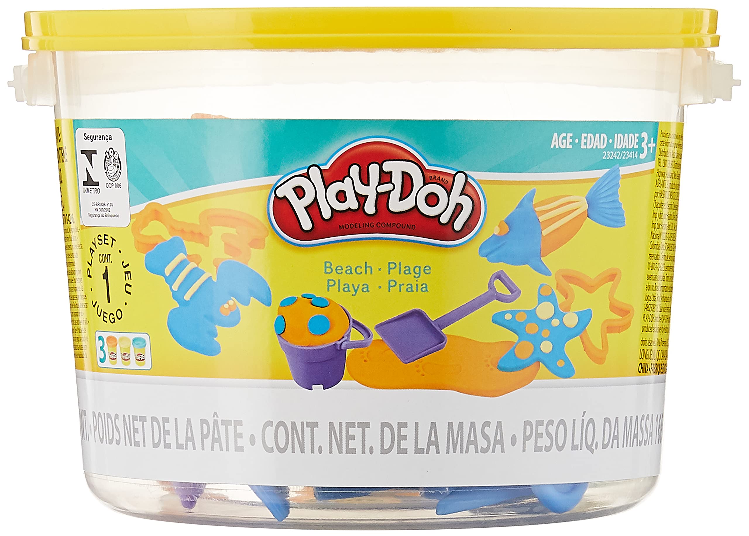Play-DOH Beach Creations Bucket - 10-Piece Kids Sand & Clay Toy Set for Creative Play - Perfect for Beach, Sandbox & Indoor Arts & Crafts Activities