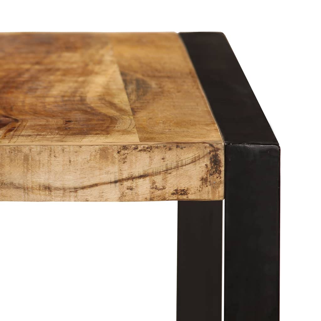 vidaXL Industrial Dining Table - Solid Mango Wood with Sturdy Steel Legs - Polished & Lacquered Finish - Easy Assembly - Brown & Black - Perfect for Farmhouse Kitchens, Restaurants & Modern Dining Rooms