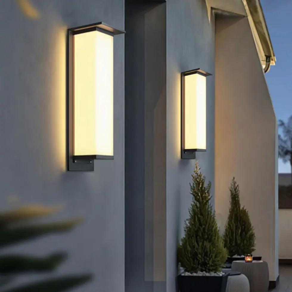 Modern Solar Powered Outdoor Wall Light - Waterproof Rectangle Design for Patio, Garden, and Pathway Lighting