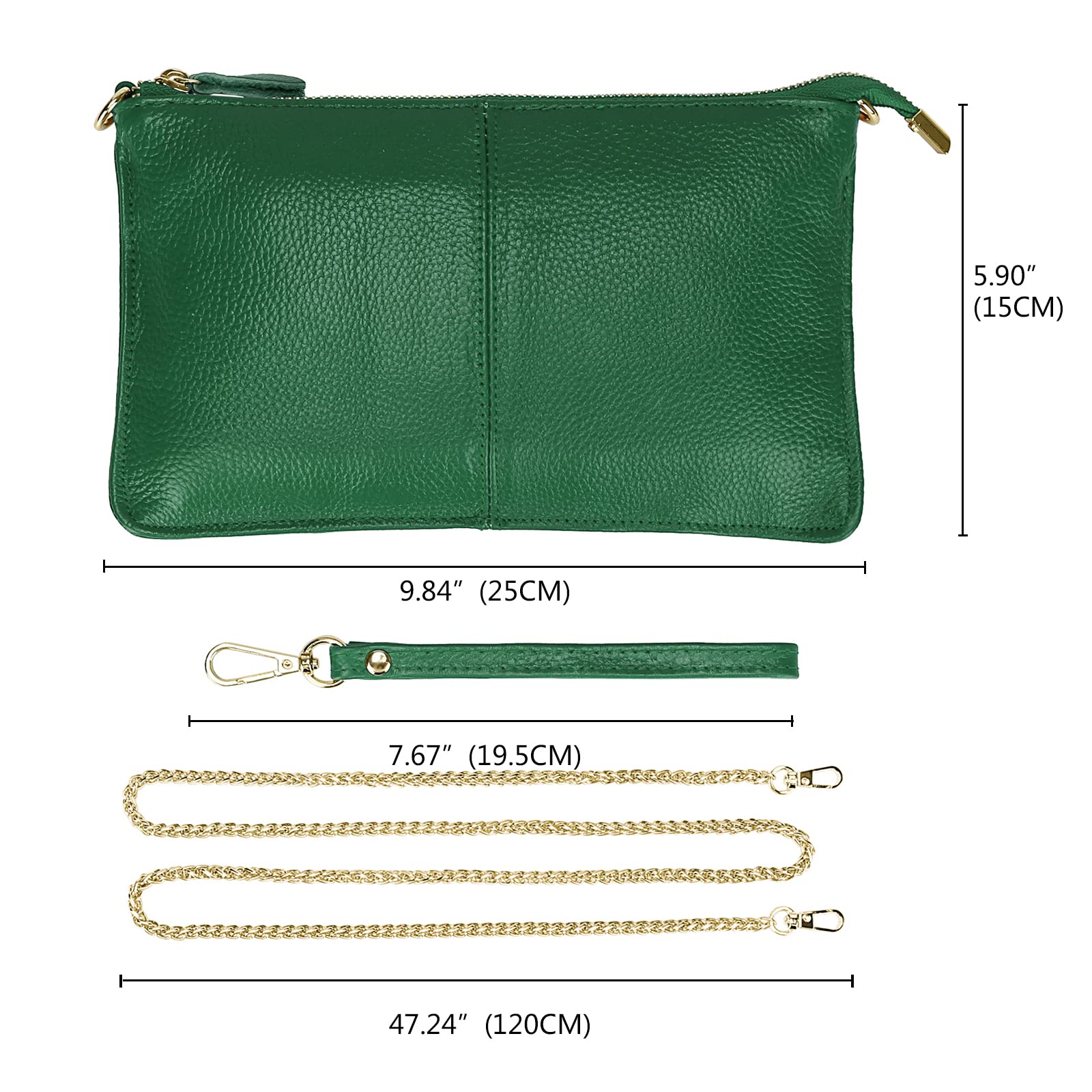 Uromee Genuine Leather Wristlet Wallet Clutch for Women - Crossbody Bag with Detachable Shoulder Strap - Perfect for Parties, Travel & Everyday Use