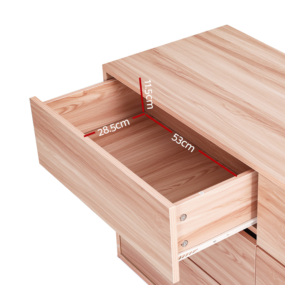 6-Drawer Lowboy Dresser - Solid Pine Wood Storage Cabinet for Bedroom, Living Room, or Office Organization