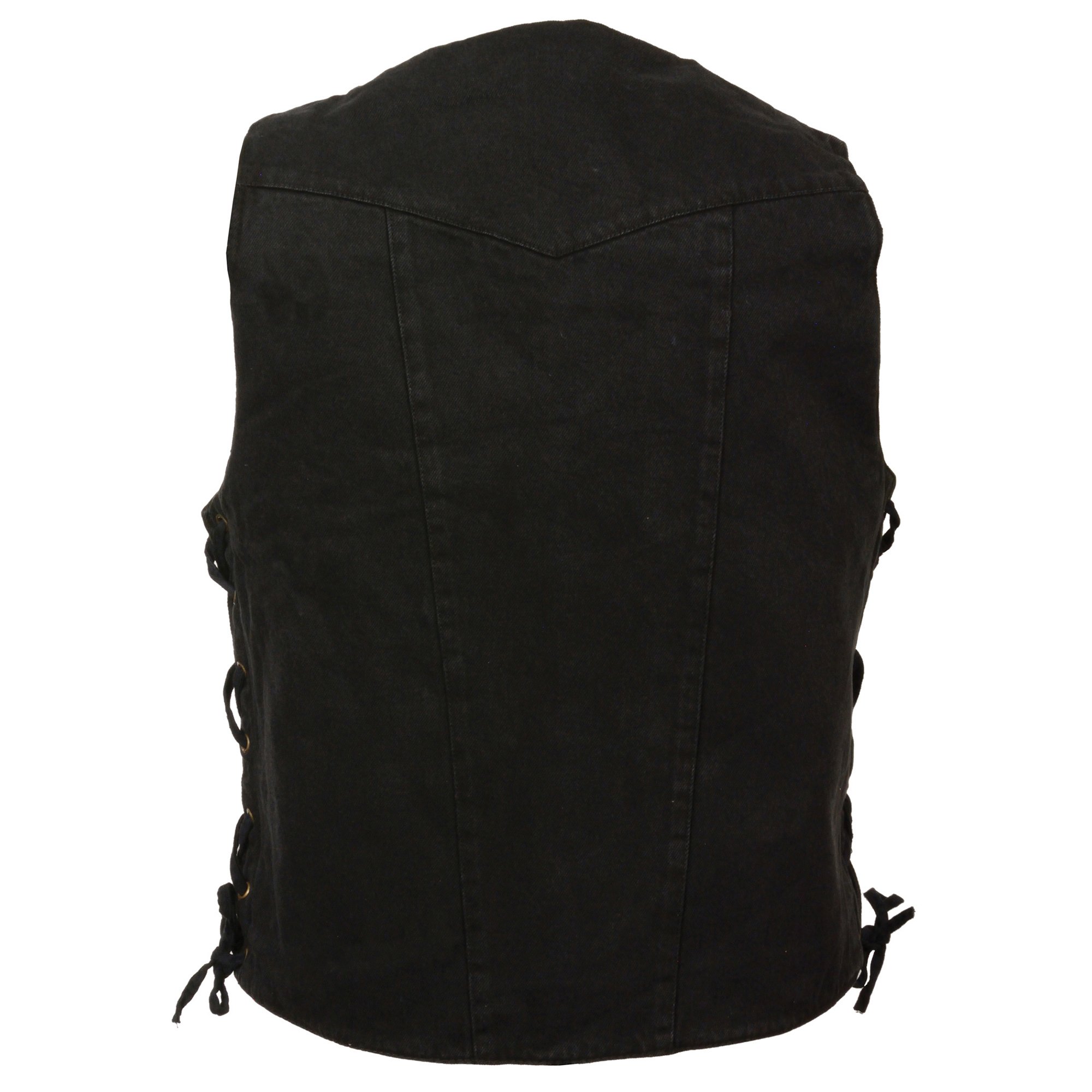 Milwaukee Performance Black Men's 10 Pocket Denim Lace Vest - Stylish Utility Vest for Outdoor Work, Motorcycle Riding & Casual Wear