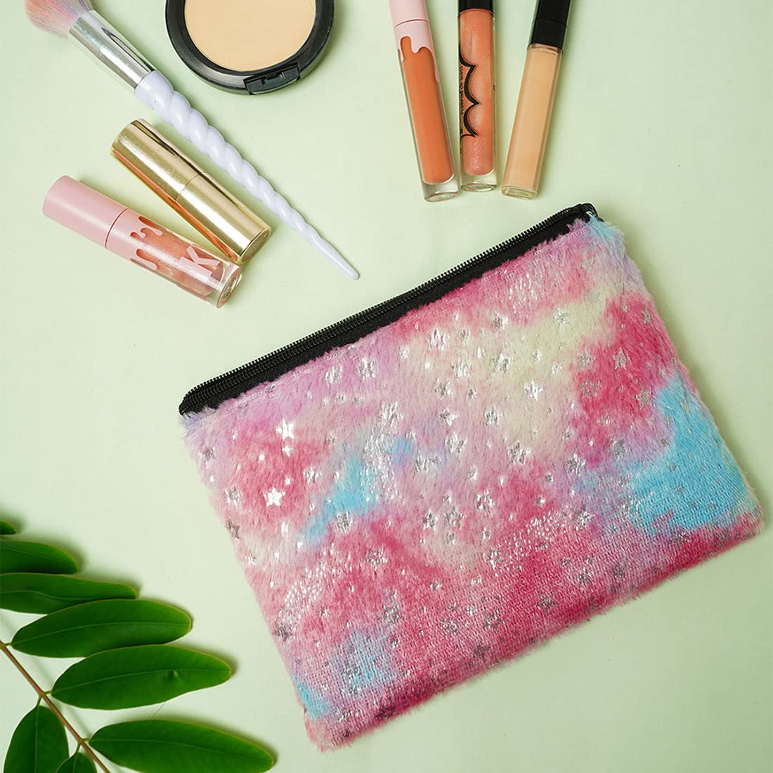 Crazyify Faux Fur Makeup Pouch - Travel Cosmetic Bag, Toiletry Organizer & Utility Pouch for Women | Perfect for Travel, Gym, and Everyday Use