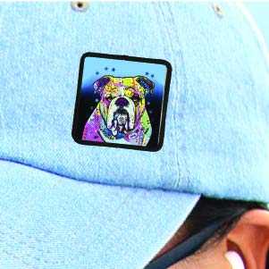 Dean Russo Art Bulldog Decorative Patch - Peel & Stick Iron-On Adhesive Backing - Perfect for Jackets, Bags & DIY Crafts