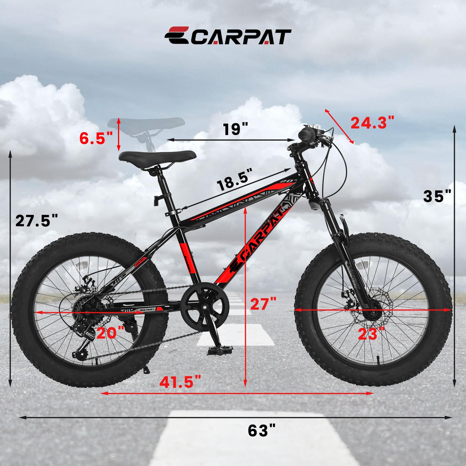 **Ecarpat 20 Inch Kids' Bike for Ages 6-12, 7-Speed Mountain Bicycle for Boys & Girls - Perfect Birthday Gift for Outdoor Cycling, City Commuting & Snow Riding (Pink, Blue, Green, White)**