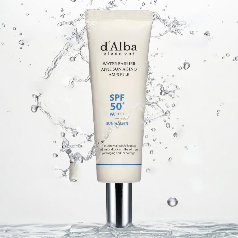 d'Alba Water Barrier Anti Sun Aging Ampoule SPF50+ PA+++ 50ml - Hydrating Sunscreen Serum for Face, Anti-Aging & UV Protection - Perfect for Daily Skincare & Outdoor Activities