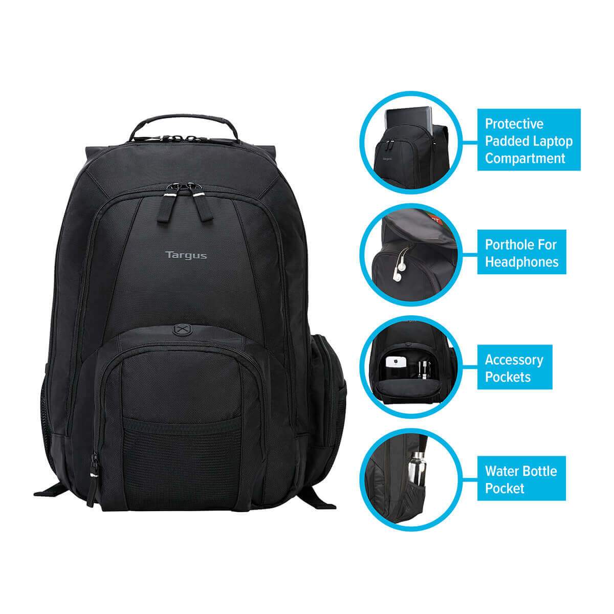 16 Groove Laptop Backpack for Men & Women - Waterproof Travel Backpack with USB Charging Port - Perfect for Work, School, College & Business Trips