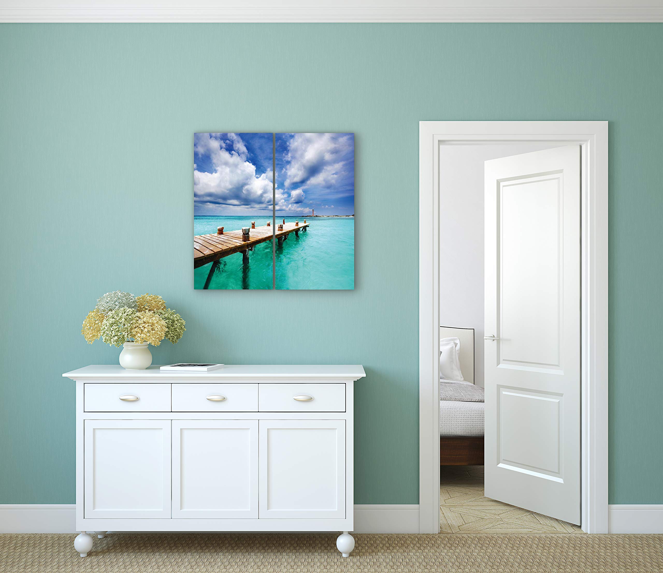 2-Piece Dock Canvas Wall Art Set - Multi Panel Split Lake Pier Prints for Living Room, Kitchen, Bedroom & Office Decor - Perfect Home Gift for Housewarming, Wedding & Interior Design
