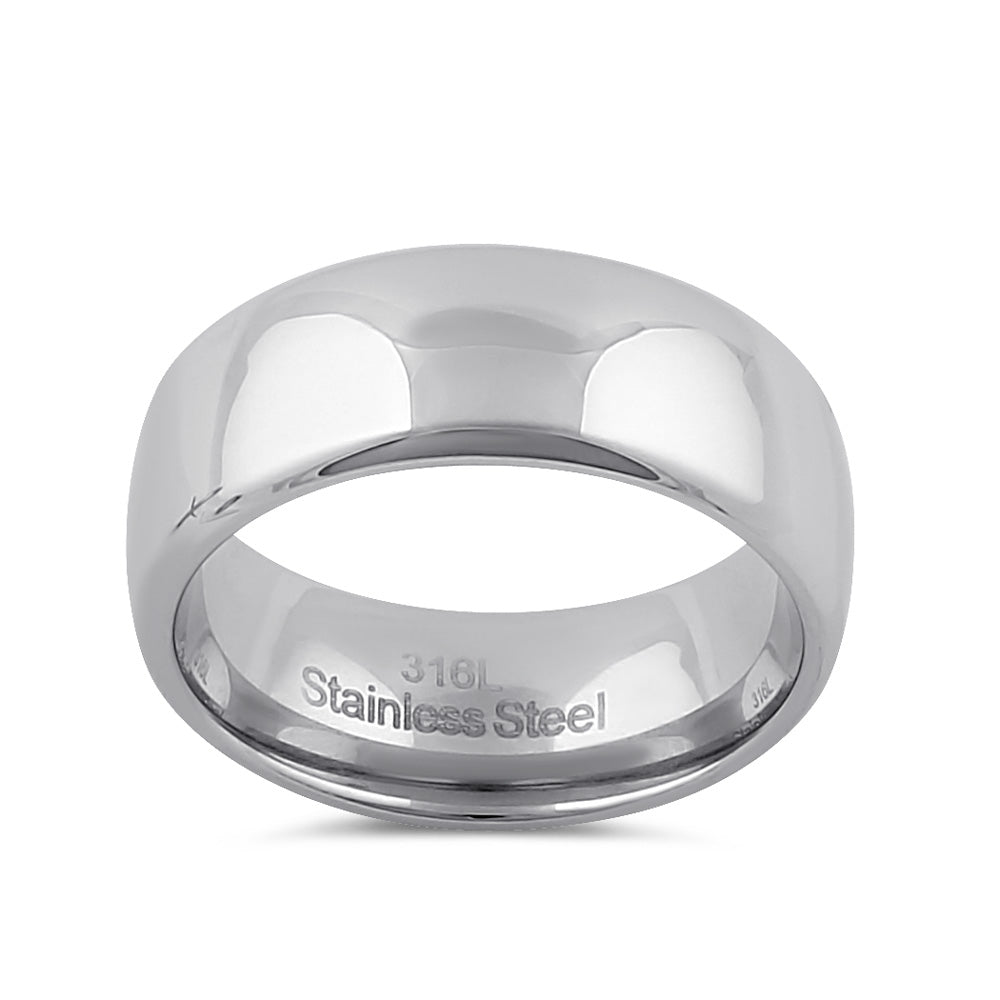 8mm Polished Stainless Steel Men's Wedding Band Ring - Durable & Hypoallergenic for Everyday Wear, Anniversary & Engagement Gifts