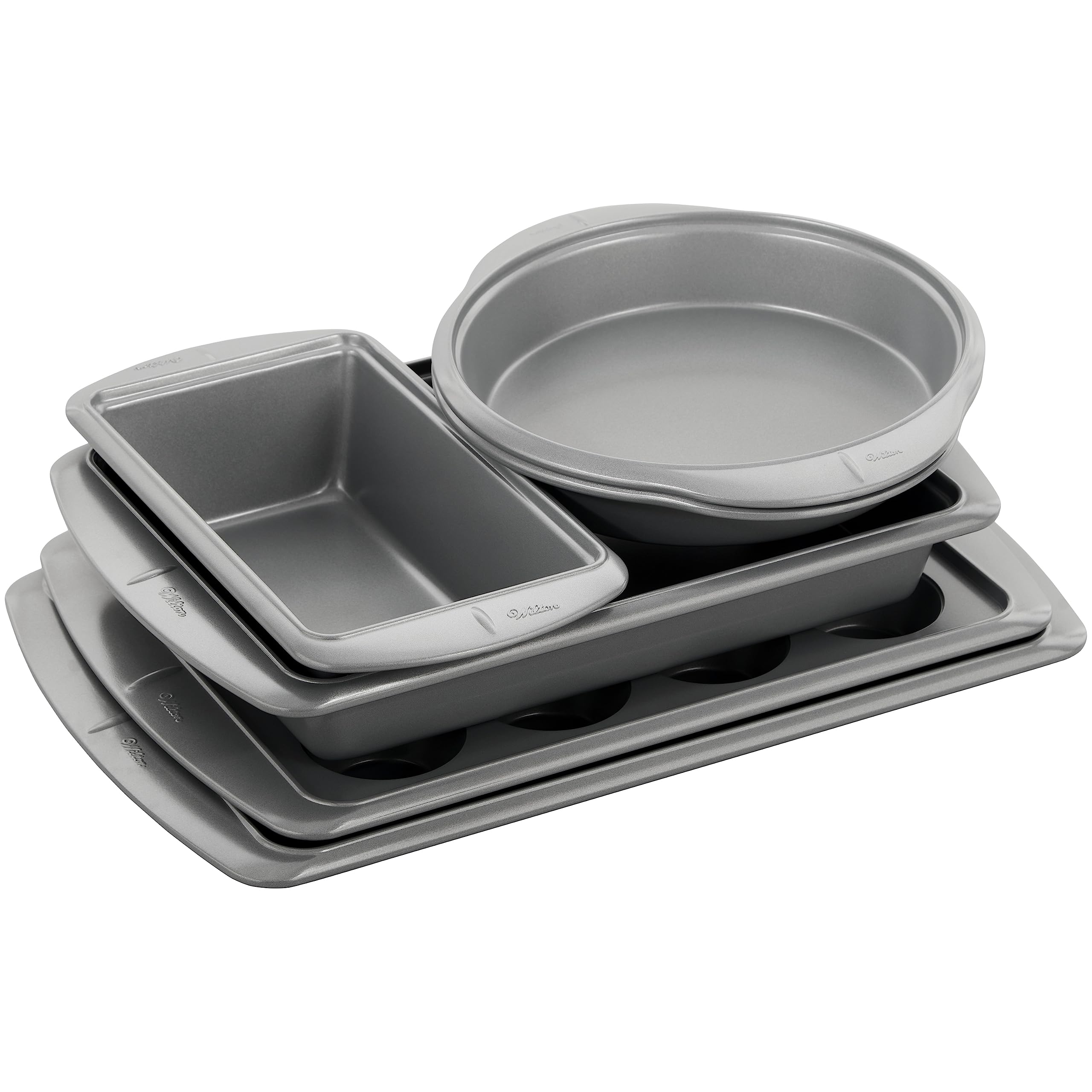Wilton Ever Glide 6-Piece Nonstick Bakeware Set - Non-Stick Cake Pans, Muffin Tins & Cookie Sheets for Even Baking | Durable, Dishwasher Safe Baking Kit for Cakes, Cookies & Pastries | Perfect for Home Bakers & Holiday Baking