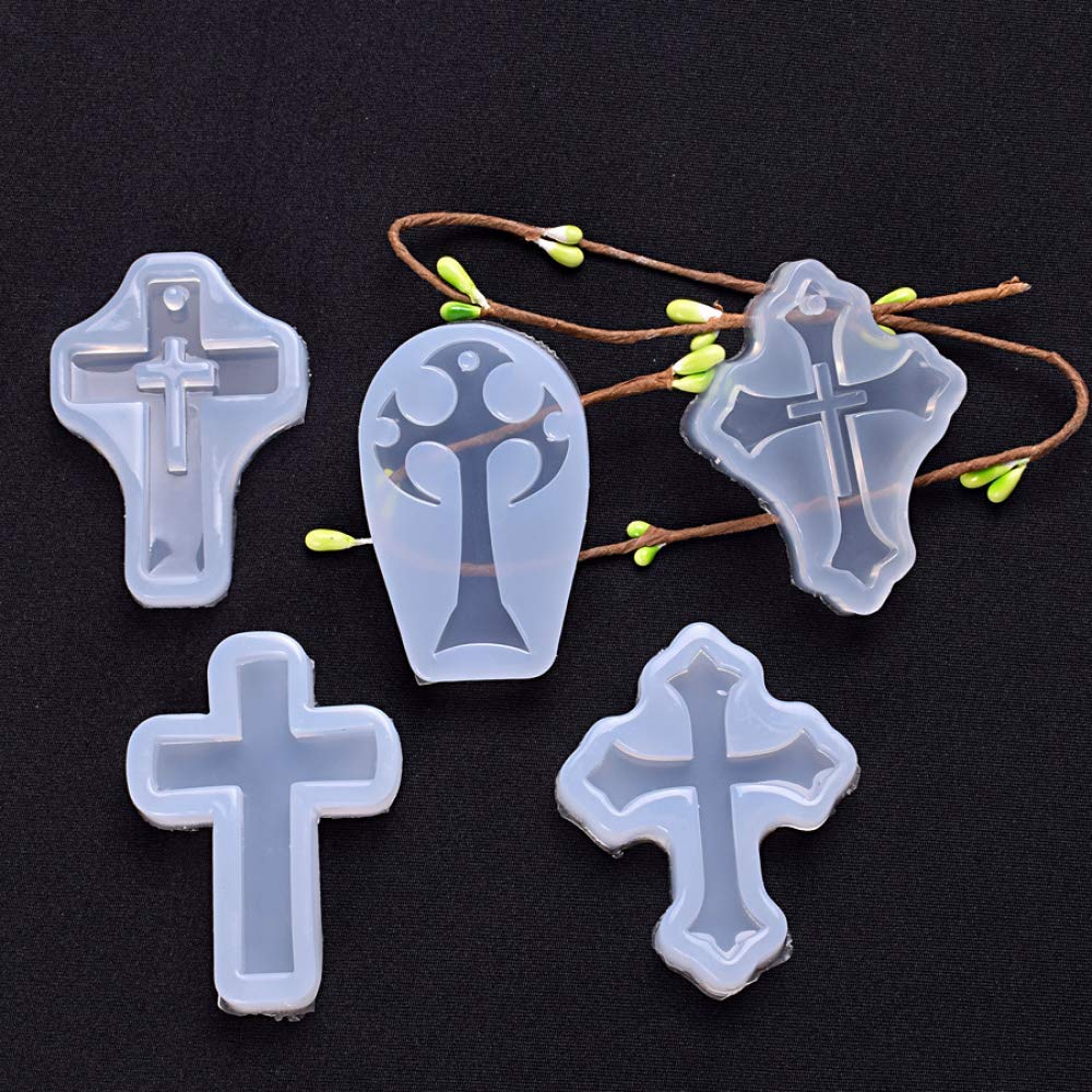5-Piece Cross Shape Silicone Pendant DIY Molds Set for Resin Casting - Jewelry Making & Craft Supplies (Perfect for Necklaces, Keychains & Gift Making)