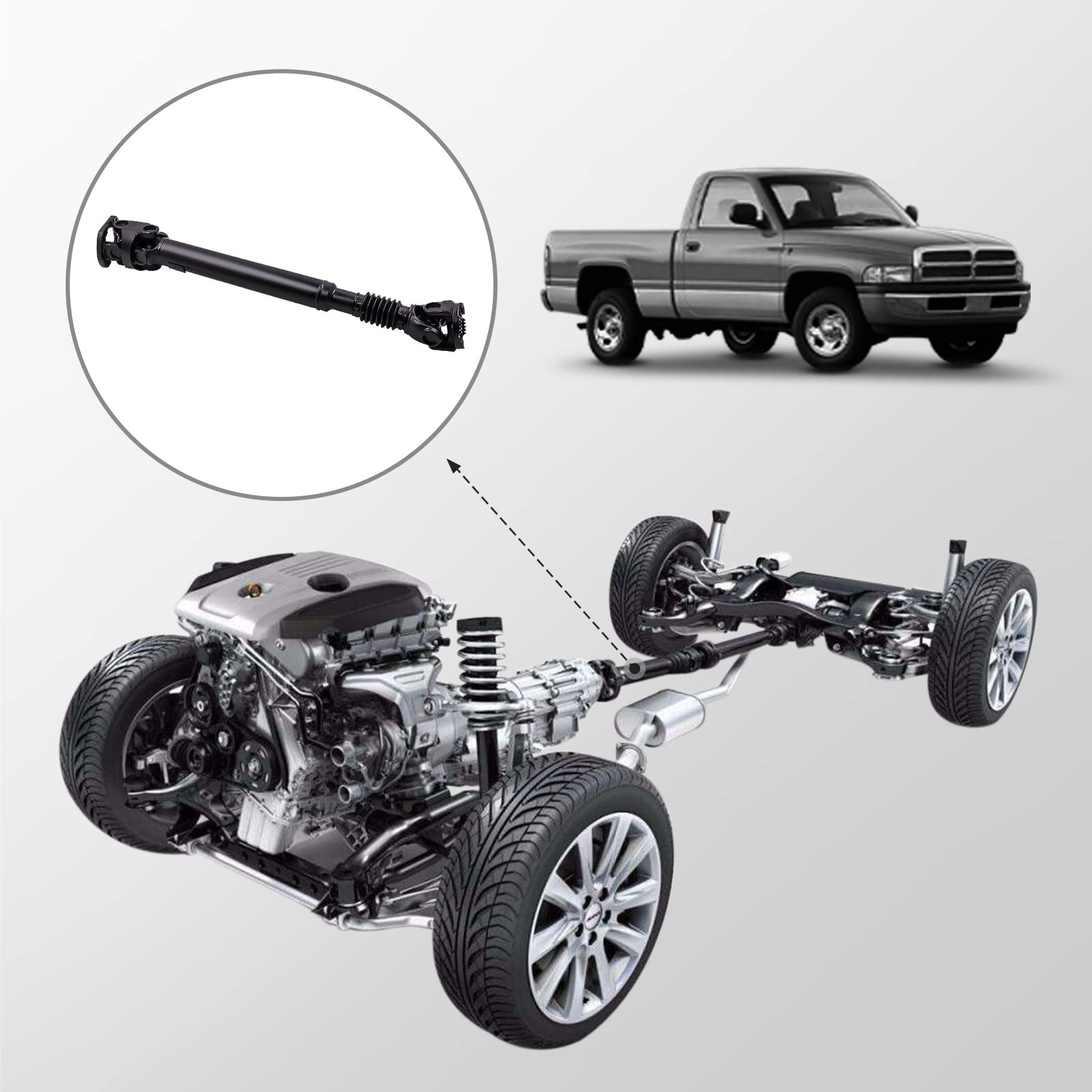 Tuningsworld Front Drive Shaft for Dodge Ram 2500 3500 Diesel 2003-2013 (6-Speed Automatic Transmission) - Replacement Part 52123326AB Propeller Driveshaft | Off-Roading, Towing & Heavy-Duty Performance Upgrade