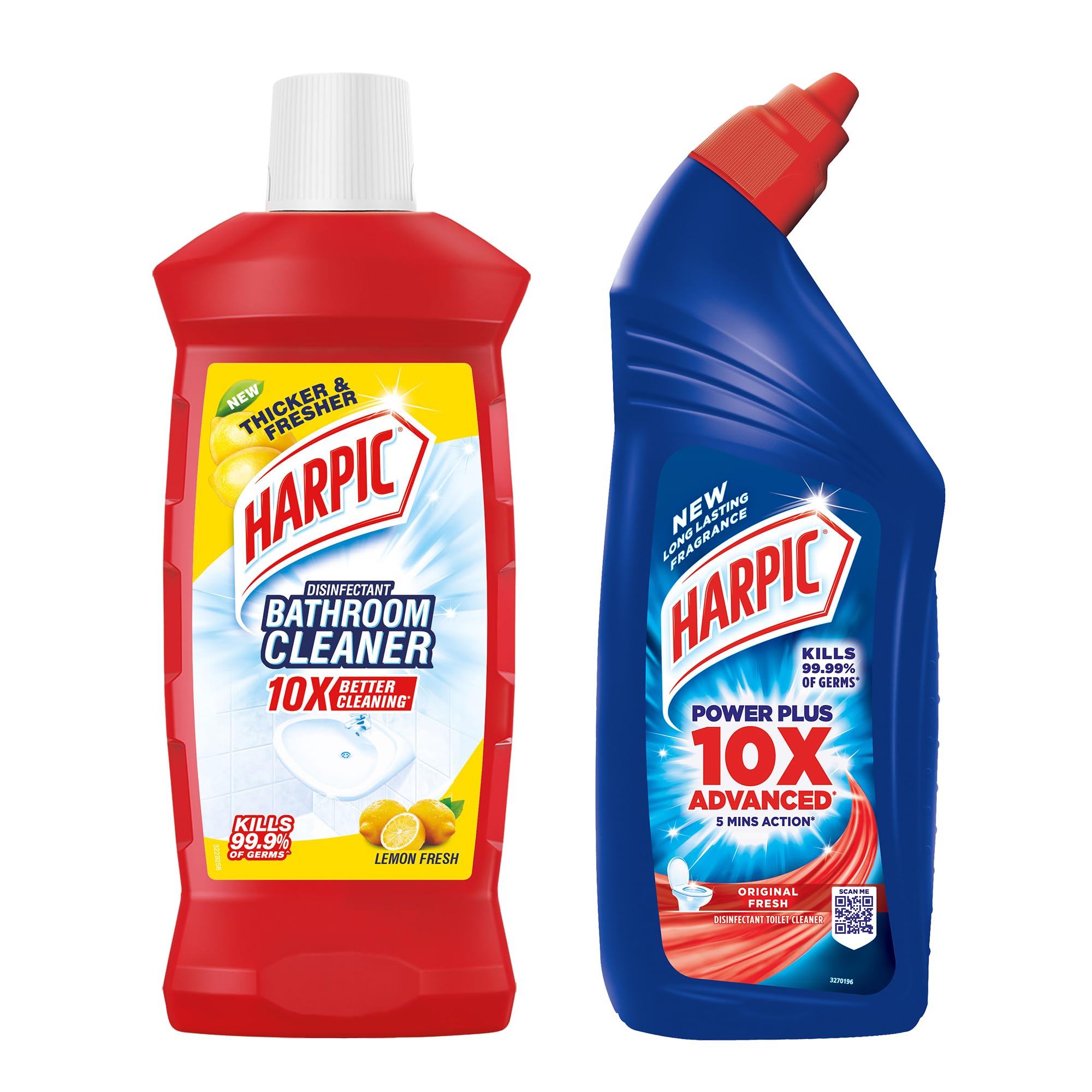 Harpic Disinfectant Bathroom Cleaner Liquid, Lemon Scent - 1 Liter & Original Toilet Cleaner - 1 Liter | Kills 99.9% Germs | Ideal for Bathrooms, Toilets, Sinks and Tiles | India's #1 Toilet Cleaner Brand