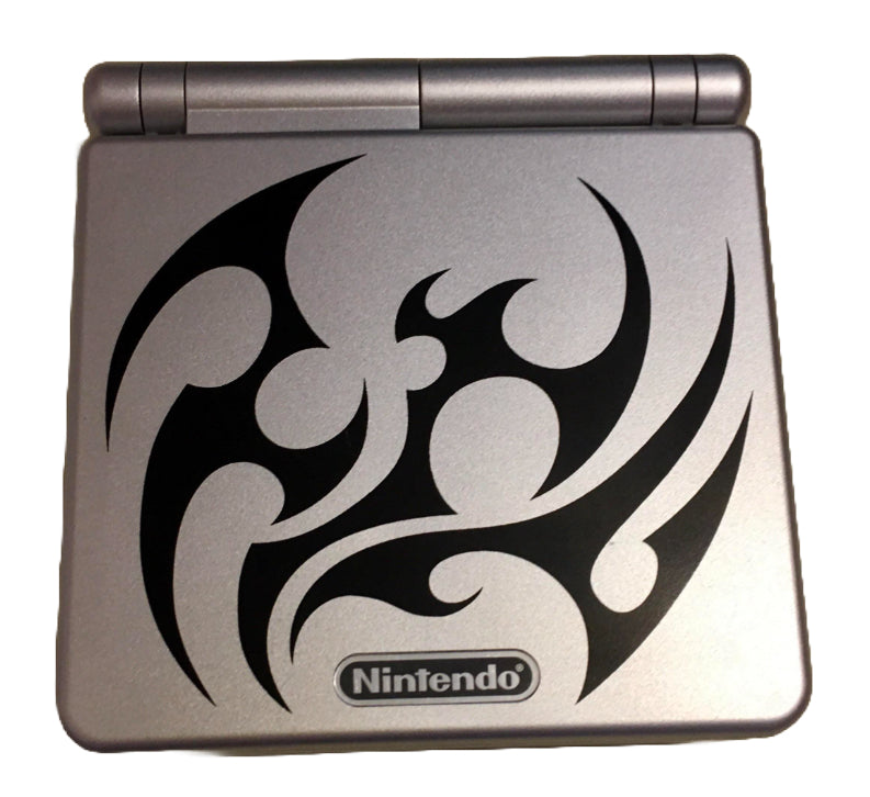Game Boy Advance SP Tribal Edition - Platinum Tattoo Design Retro Gaming Console | Portable Handheld for Classic Nintendo Games | Perfect for Travel, Commuting & Nostalgic Gaming Sessions