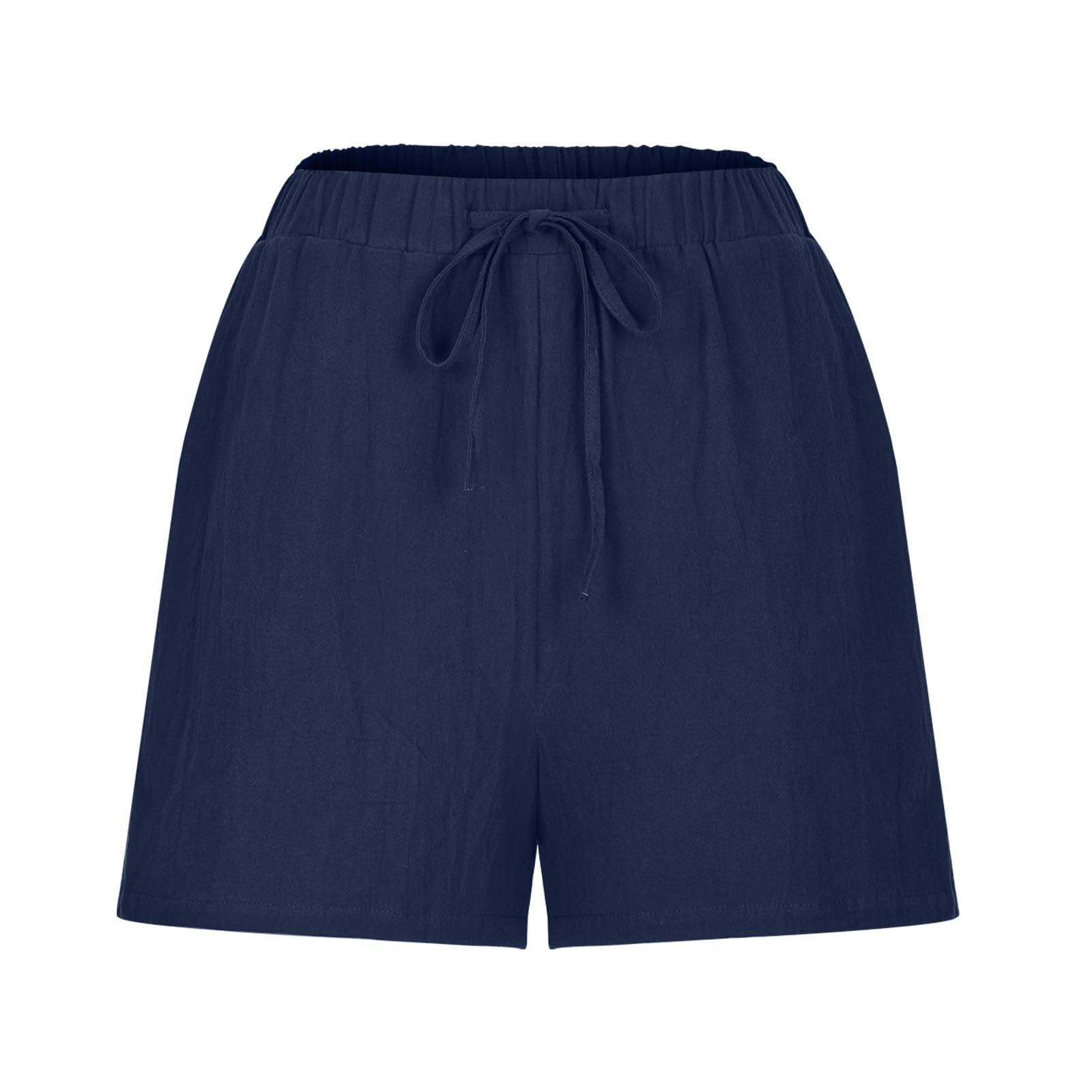Women's Linen Shorts - High Waisted Summer Shorts with Pockets | Casual & Lightweight for Beach & Travel