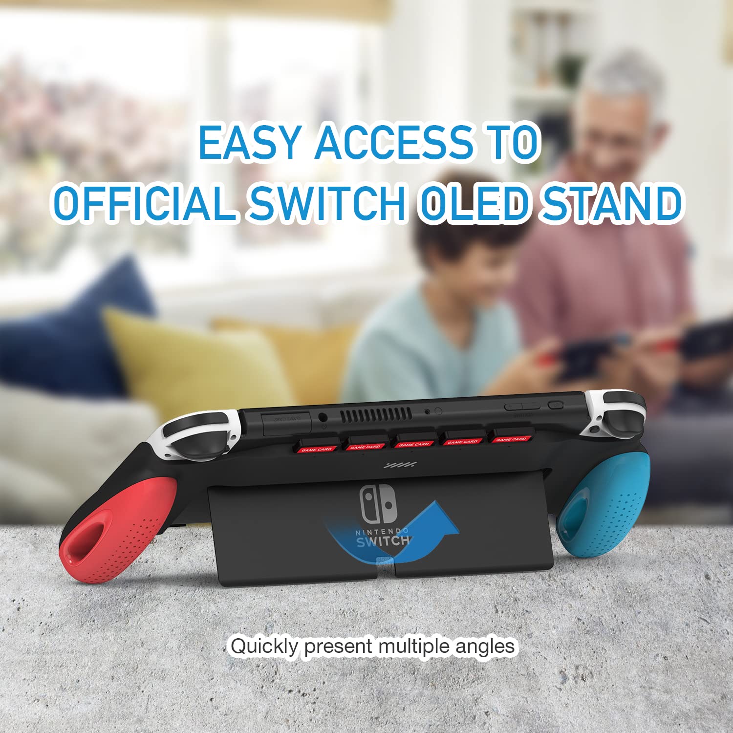 JUSPRO Grip Case for Nintendo Switch OLED - Ergonomic & Comfortable Controller with 5 Game Card Slots | Perfect for Gaming at Home or Travel Accessories