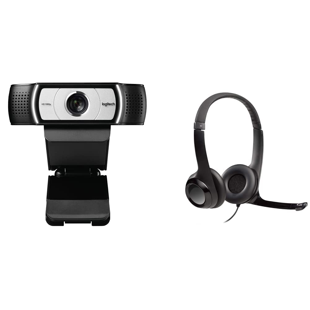 Logitech C930e 1080P HD Webcam & H390 Wired Headset with Noise-Cancelling Mic - USB Computer Web Camera & Stereo Headphones for PC, Mac, Laptop - Perfect for Video Conferencing, Online Classes & Remote Work